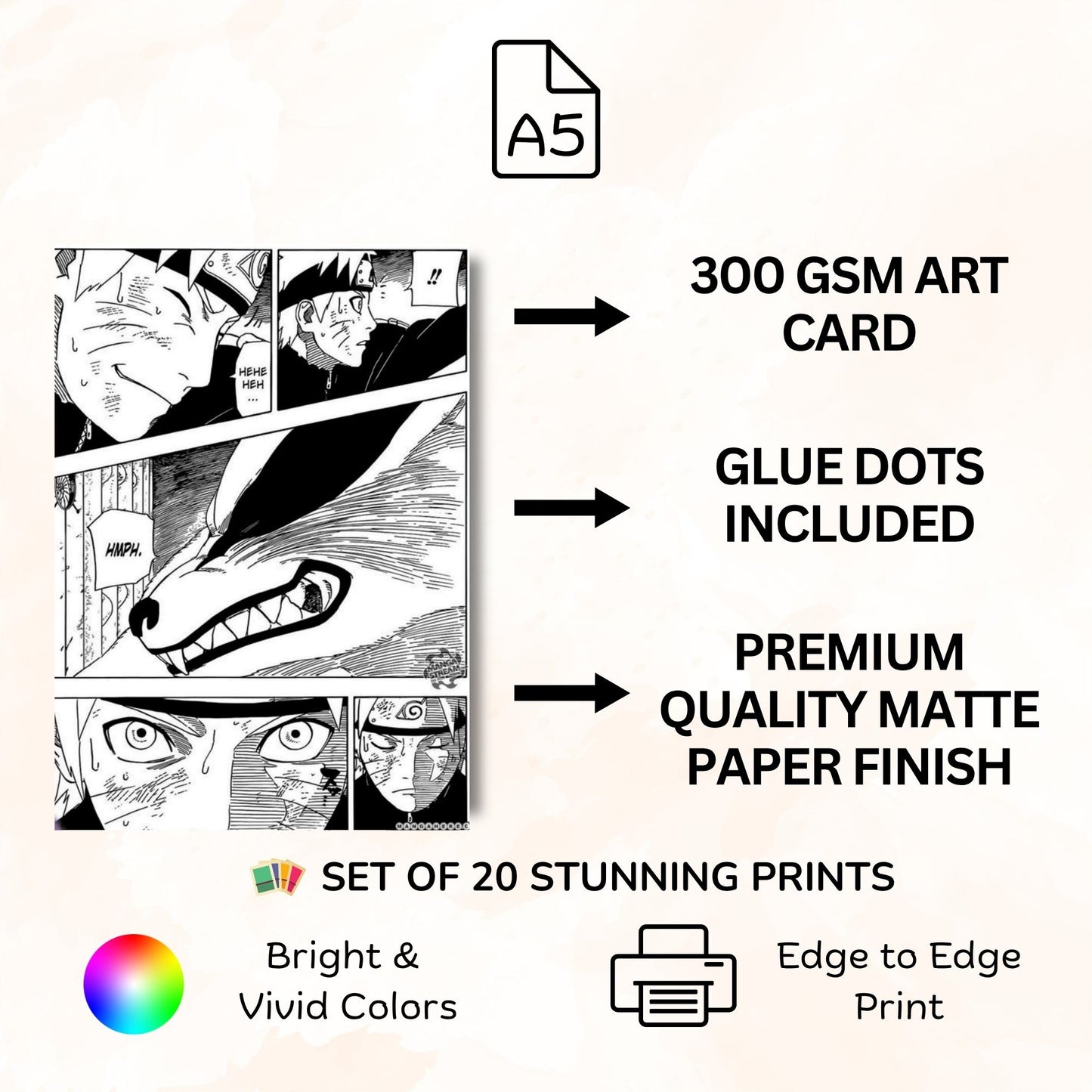 Posters Inc Anime Hinata Collage Kit for Wall, Aesthetic Home Decor Items for Living Room, Birthday Gifts for Men 300 GSM HD Quality Print A5 Size Posters Set of 20 with Glue Dots