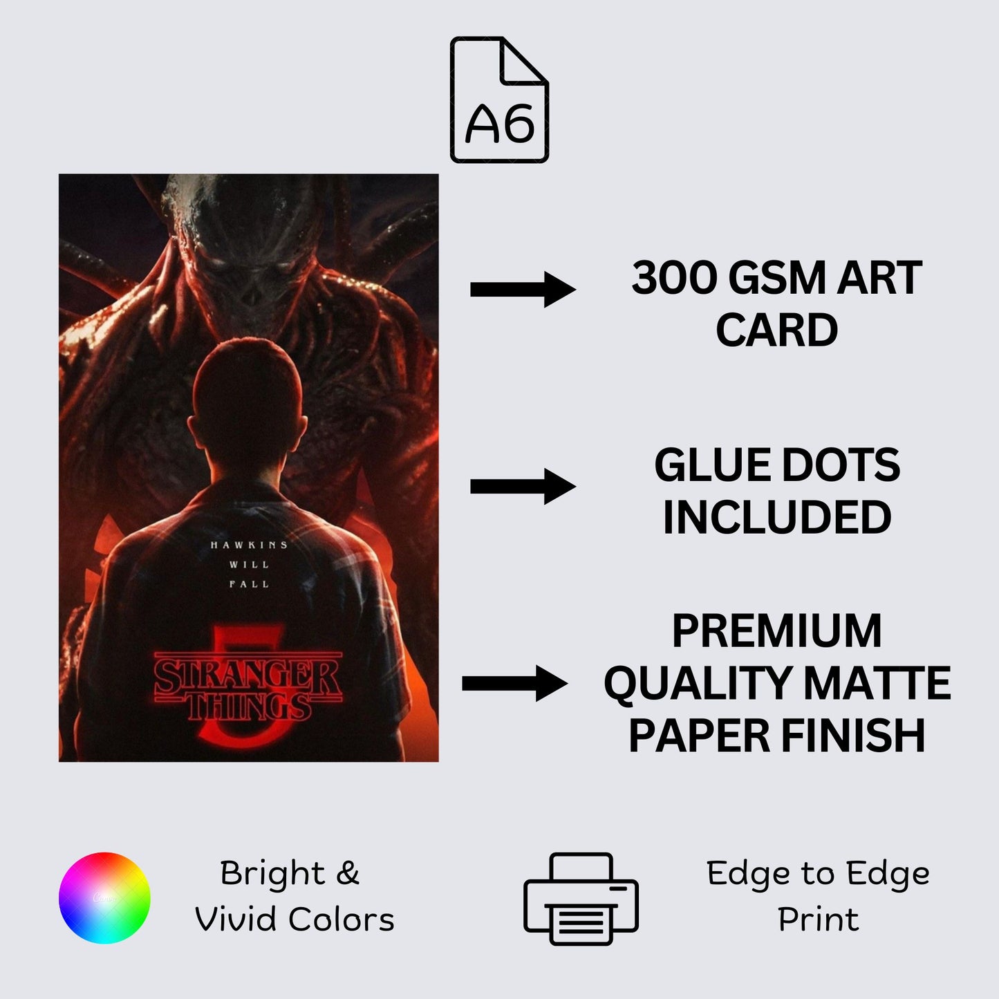 Posters Inc A6 Size Pack Of 27 Stranger Things Wall Art Featuring Hawkins Theme Decor Retro Neon Aesthetic Netflix Series Collectible Includes Glue Dots