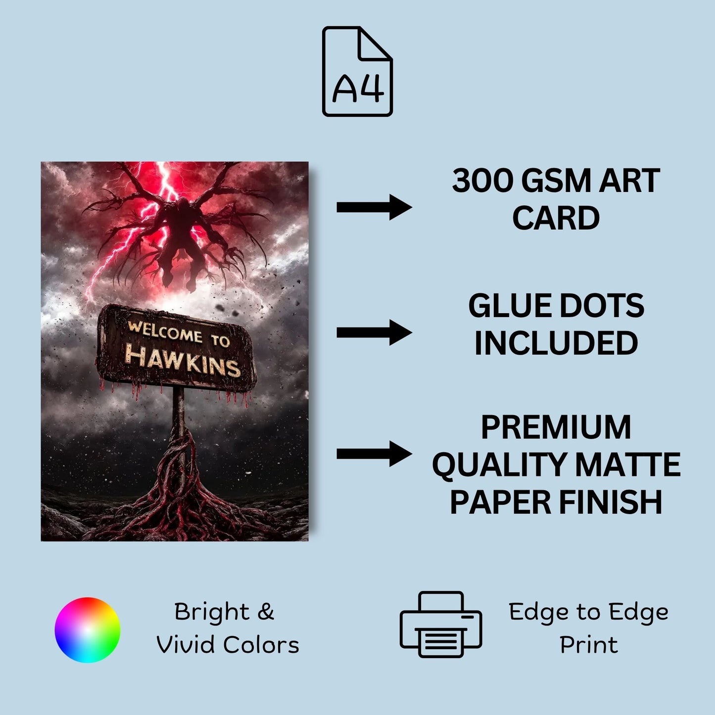 Aonami Stranger Things Artistic Print Bundle A4 Set of 12 on 300 GSM Matte Paper Enhance Bedroom, Office & Study Space with Stylish Wall Decor