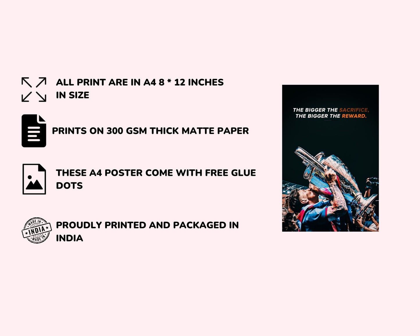 Posters Inc Messi Posters for Room Decor, Aesthetic Posters, Set of 12, 8x12 inch, Motivational Quotes, Matte Paper, 300 GSM, Birthday Gifts for Men/Boy