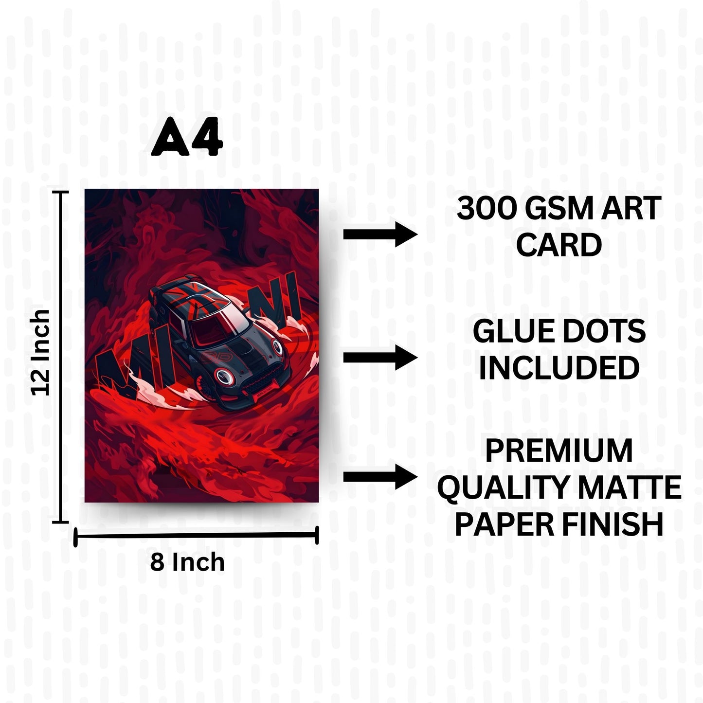 Posters Inc Paper A4 Super Cars Poster Pack of 6 - Room Decor Aesthetic Stuff, Wall Stickers For Home Decoration of Living Room, Bedroom & Office For Motor Sport Enthusiasts - With Glue Dots