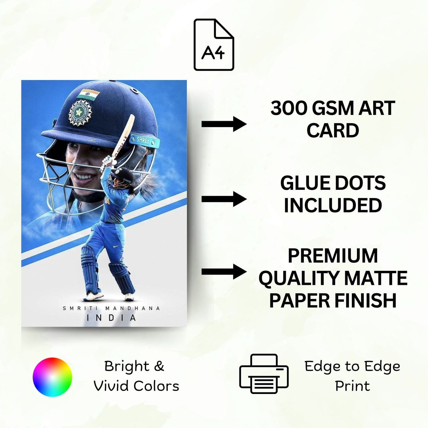 Posters Inc Smriti Mandhana Rcb Women Posters For Room A4 Size Pack Of 6 Posters 300 Gsm Matte Paper Wall Decoration Poster Set With Glue Dots Included For Home Office
