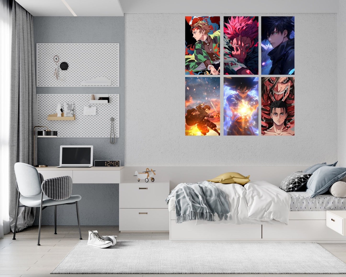 Posters Inc Demon Slayer, Naruto, Death Note, One Piece Anime Posters for Wall, Aesthetic Home Decor Items for Living Room, Birthday Gifts for Men, 300 GSM HD Quality Print, 8x2.5 inch Size Pack of 40