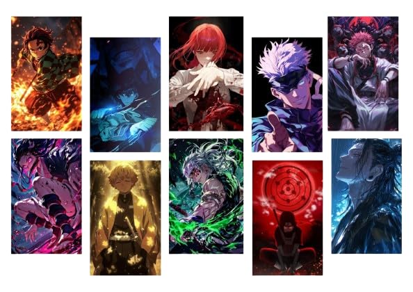 Posters Inc Naruto, Death Note, Goku, Vegeta Neon Anime Posters for Wall, Aesthetic Home Decor Items for Living Room, Birthday Gifts for Men, 300 GSM HD Quality Print A4 Size Set of 10 with Glue Dots