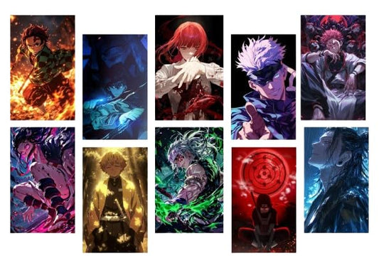 Posters Inc Naruto, Death Note, Goku, Vegeta Neon Anime Posters for Wall, Aesthetic Home Decor Items for Living Room, Birthday Gifts for Men, 300 GSM HD Quality Print A4 Size Set of 10 with Glue Dots