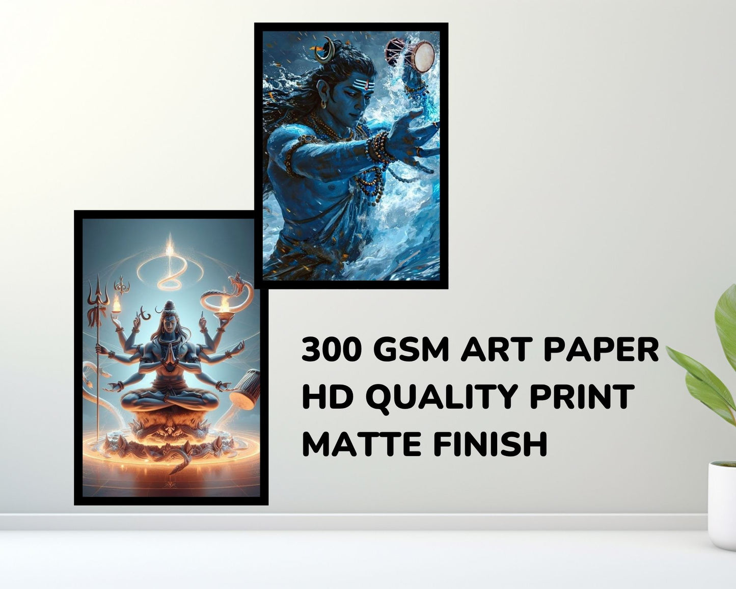 Posters Inc Lord Shiva Posters for Wall – Set of 12 Aesthetic Mahadev Wall Art Prints | A4 Size 8x12 Inch HD Posters on 300 GSM Paper with Gluedots | God Posters for Pooja Room, Home & Office Decoration