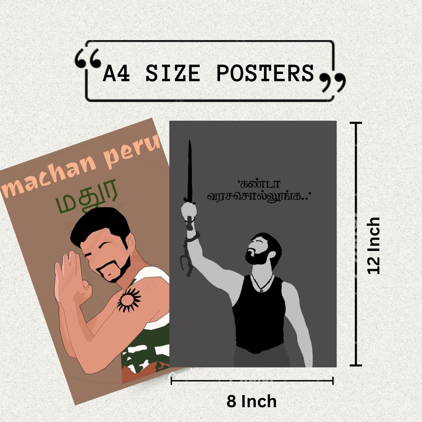 Aonami A4 Tamil Meme Funny Dialogue Posters Pack of 6 Posters Glue Dots Included Kollywood Comedy Meme Print 300 GSM Matte Paper Set Tamil Cinema Comedy Scene Prints for Study Room Office Decor