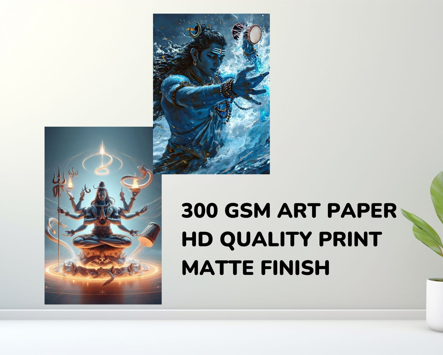 Posters Inc Set of 12 Aesthetic Lord Shiva Poster, Mahadev Wall Sticker for Pooja Room, HD Quality Print on 300 GSM A4 Size 8 * 12 Inch, Glue Dots Included, God Posters