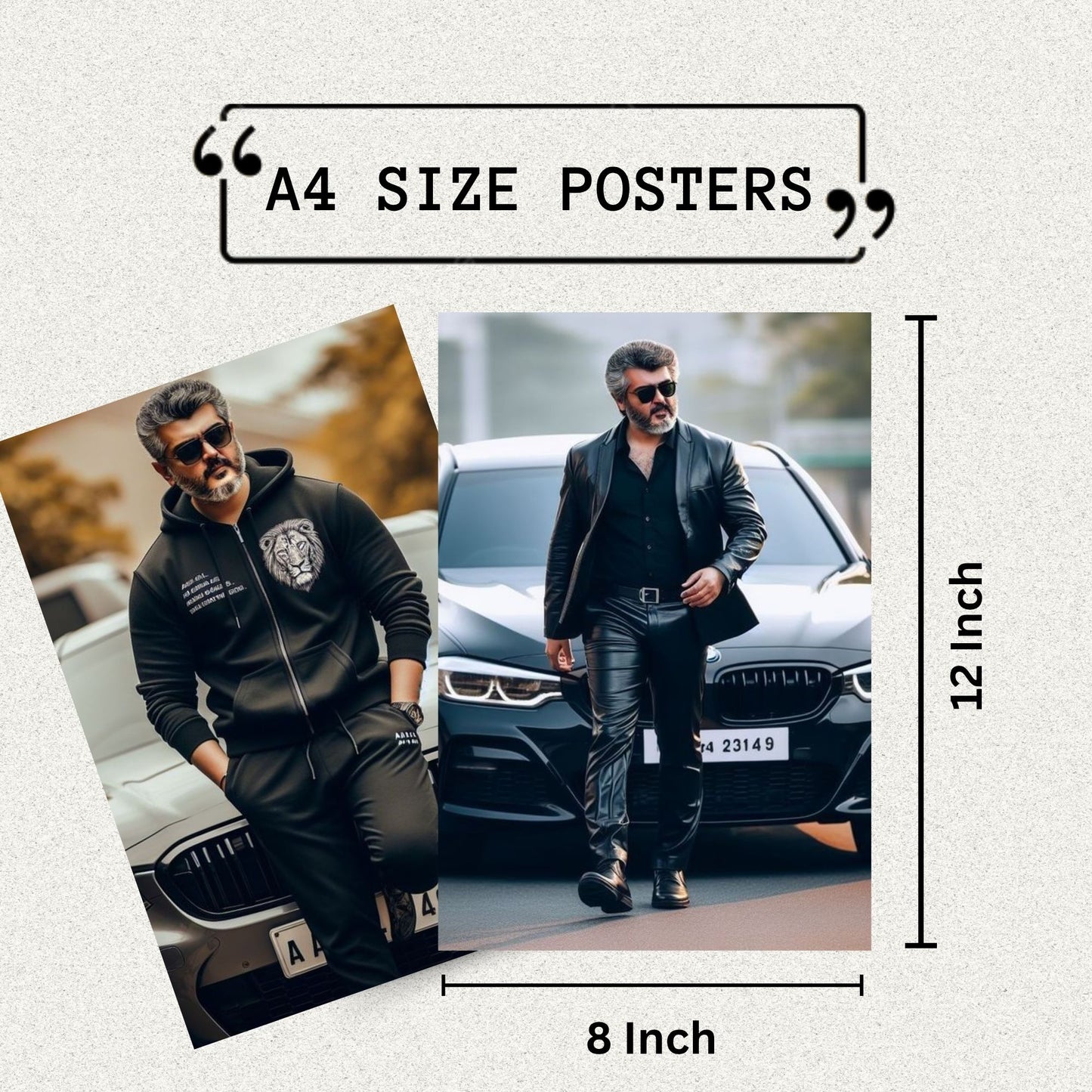 Aonami Kollywood Ajith Wall Decor Set A4 Pack of 6 Posters Printed on 300 GSM Matte Paper Glue Dots Included Ajith Mass Look Photo Print Collection for Bedroom Study Room Hostel and Office Wall Display