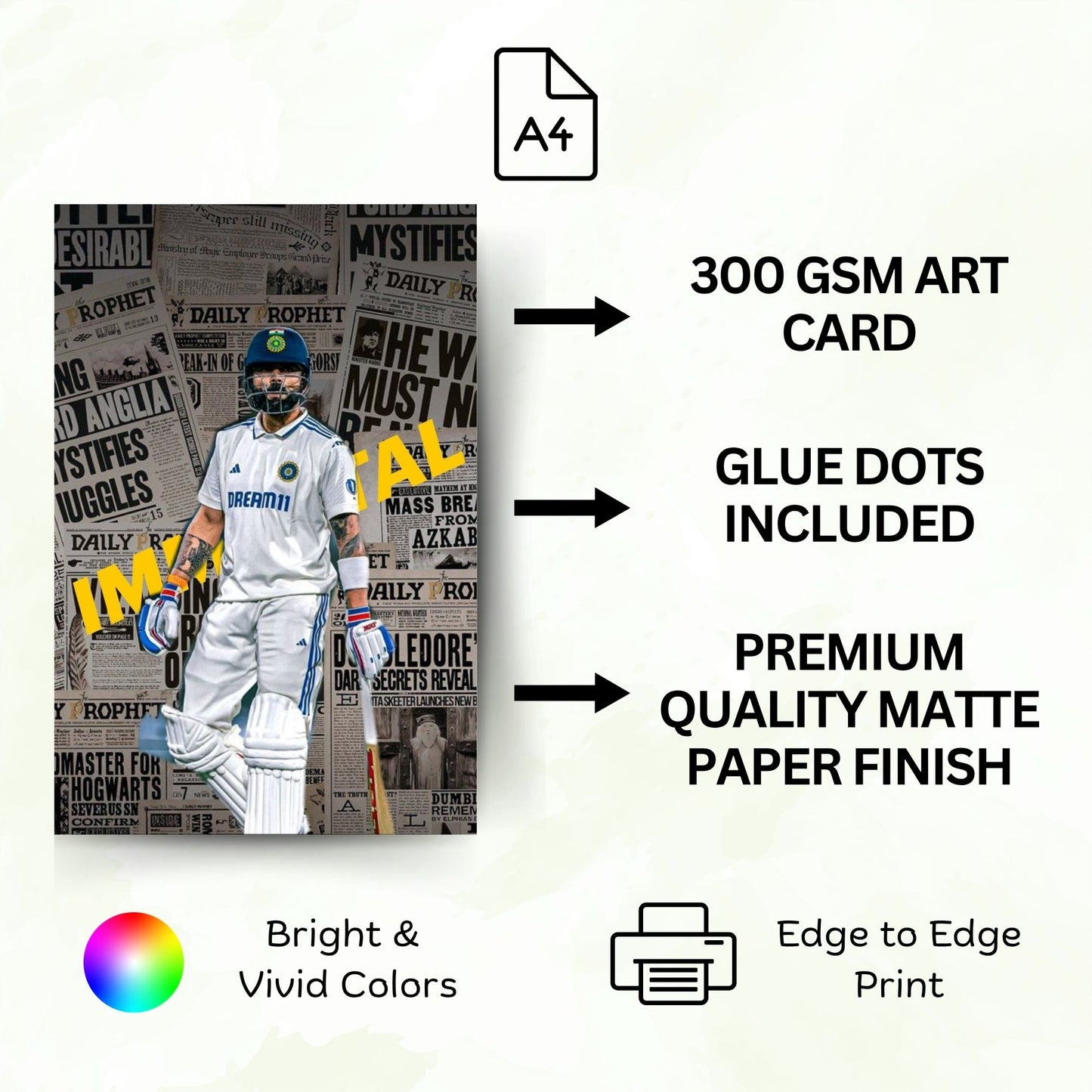 Posters Inc Virat Kohli Cricket Poster Set Of 6 A4 Size Posters Printed On 300 Gsm Matte Paper With Glue Dots Included Wall Decoration Poster For Hostel Room Study Room Decor
