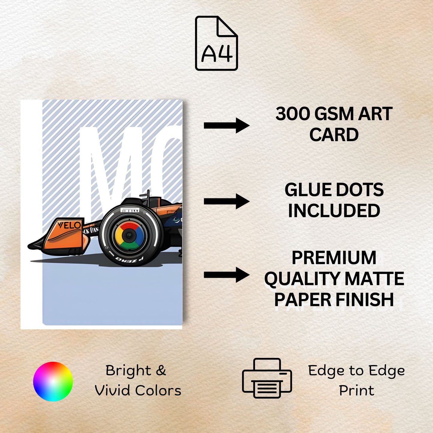 Posters Inc Mclaren F1 Split Posters For Room A4 Size Pack Of 4 Posters Printed On 300 Gsm Matte Paper With Glue Dots Included Wall Decoration Poster For Bedroom Study Room Office Racing Car Theme