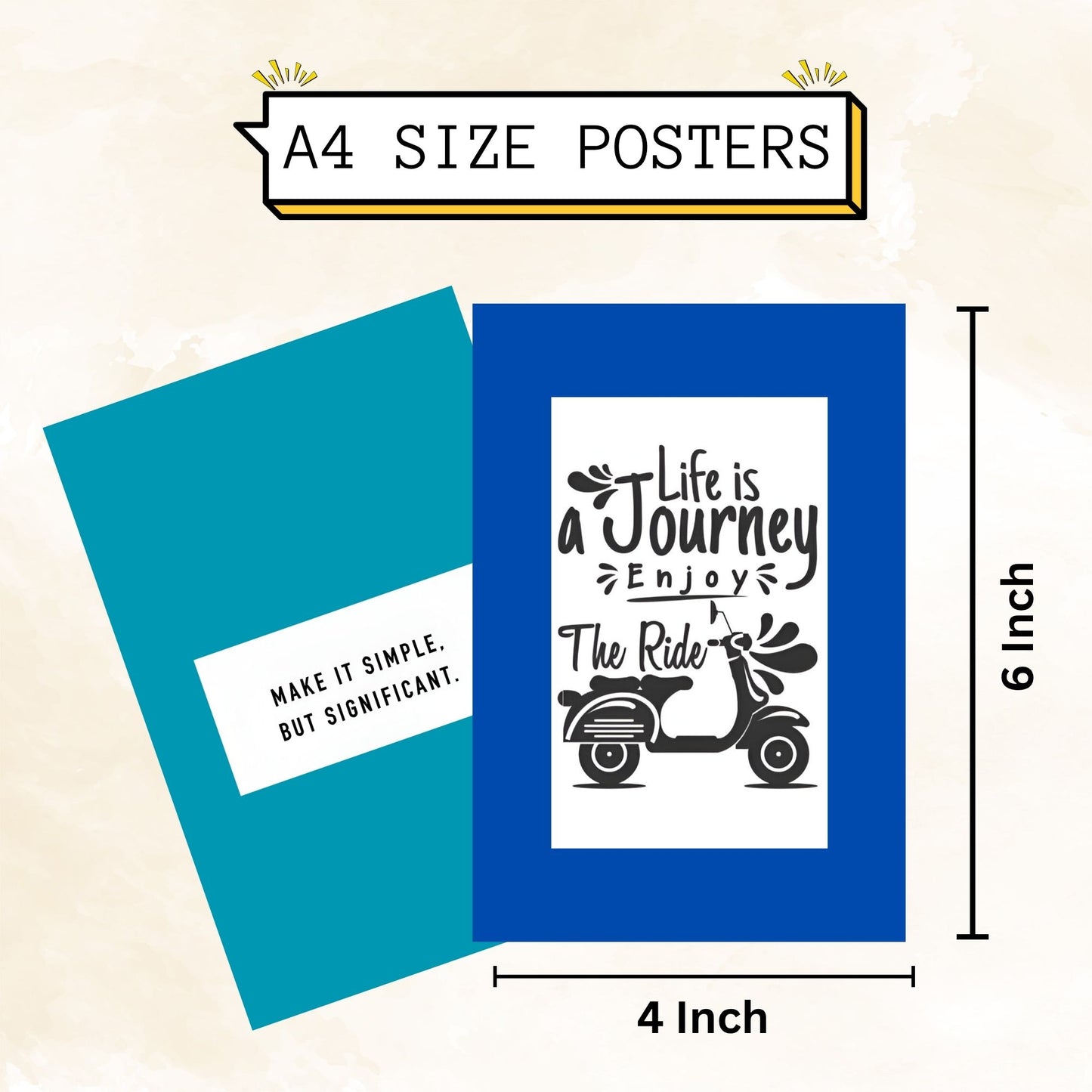 Posters Inc Pack of 54 Motivational Poster A6 Size 4x6 Inch, 300 GSM Matte Finish Inspirational Quote Wall Art Collage Kit Aesthetic Decor for Home Office Dorm Gym M5