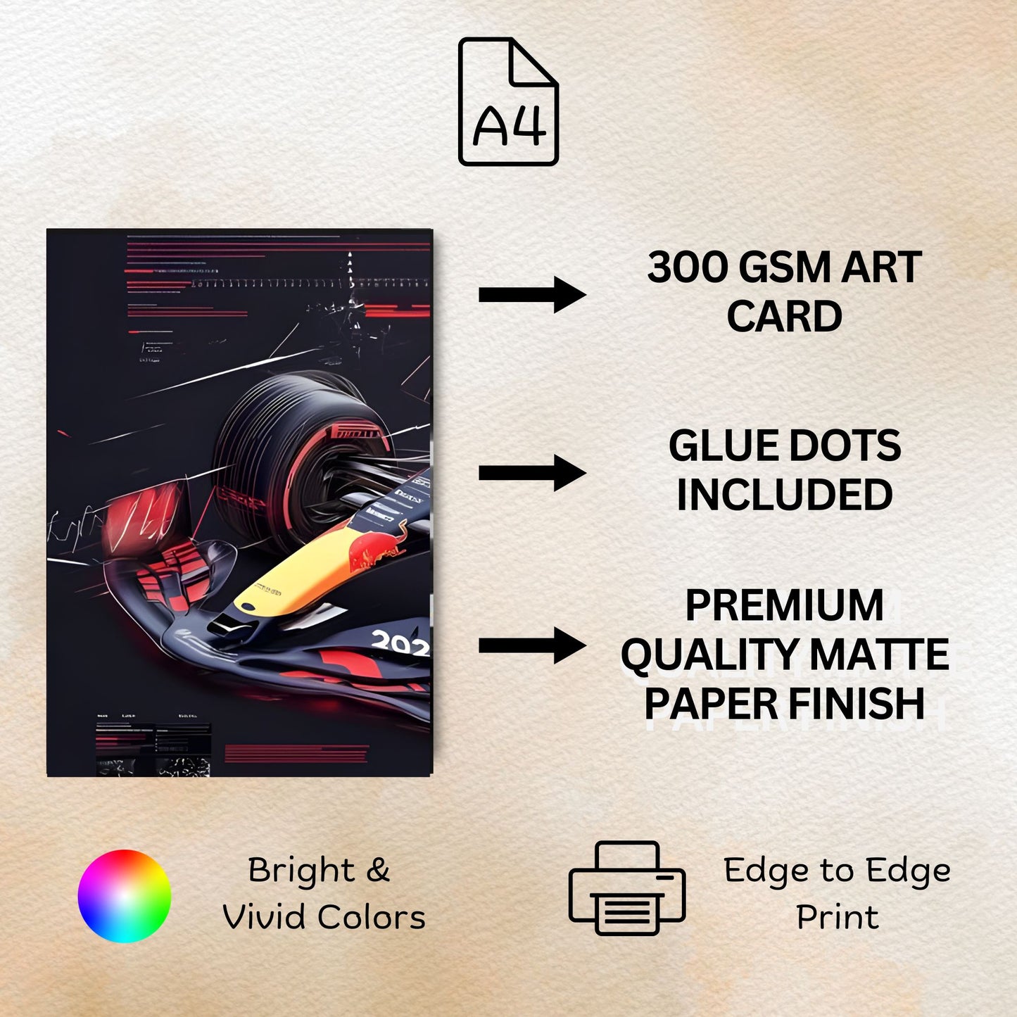 Posters Inc Formula 1 Car Split Wall Poster Set Of 4 A4 Size 300 Gsm Matte Paper Racing Car Blueprint Design For Room Office Decor Premium Print With Glue Dots Included