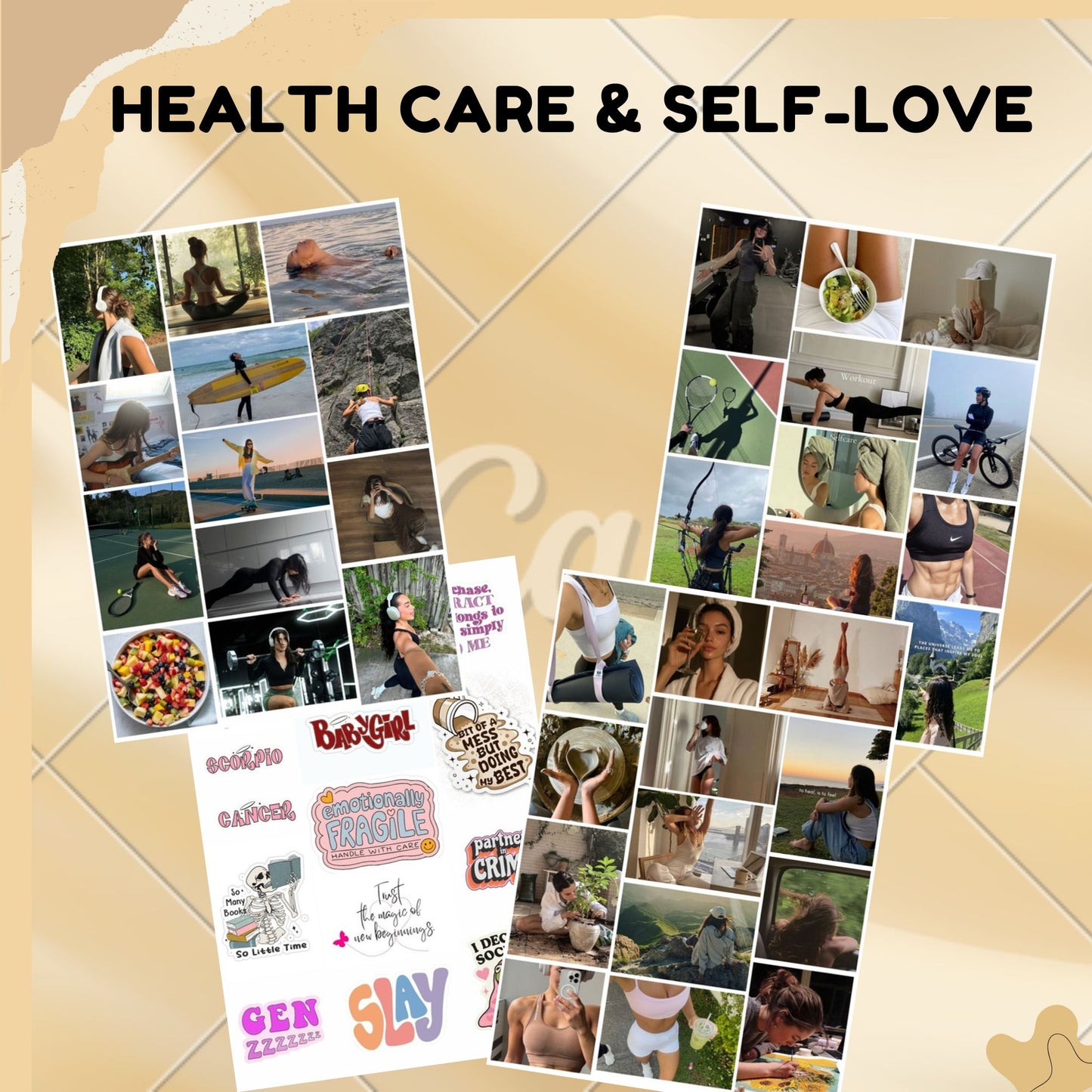 Posters Inc 2026 Vision Board for Manifestation Wall Posters 175 Elements Pack of 12 A4 Size 300 GSM Matte Paper for Wall, Bedroom, Hostel Motivational Life Goals Quotes Daily Affirmations Collection For Girls With Glue Dots Adhesive
