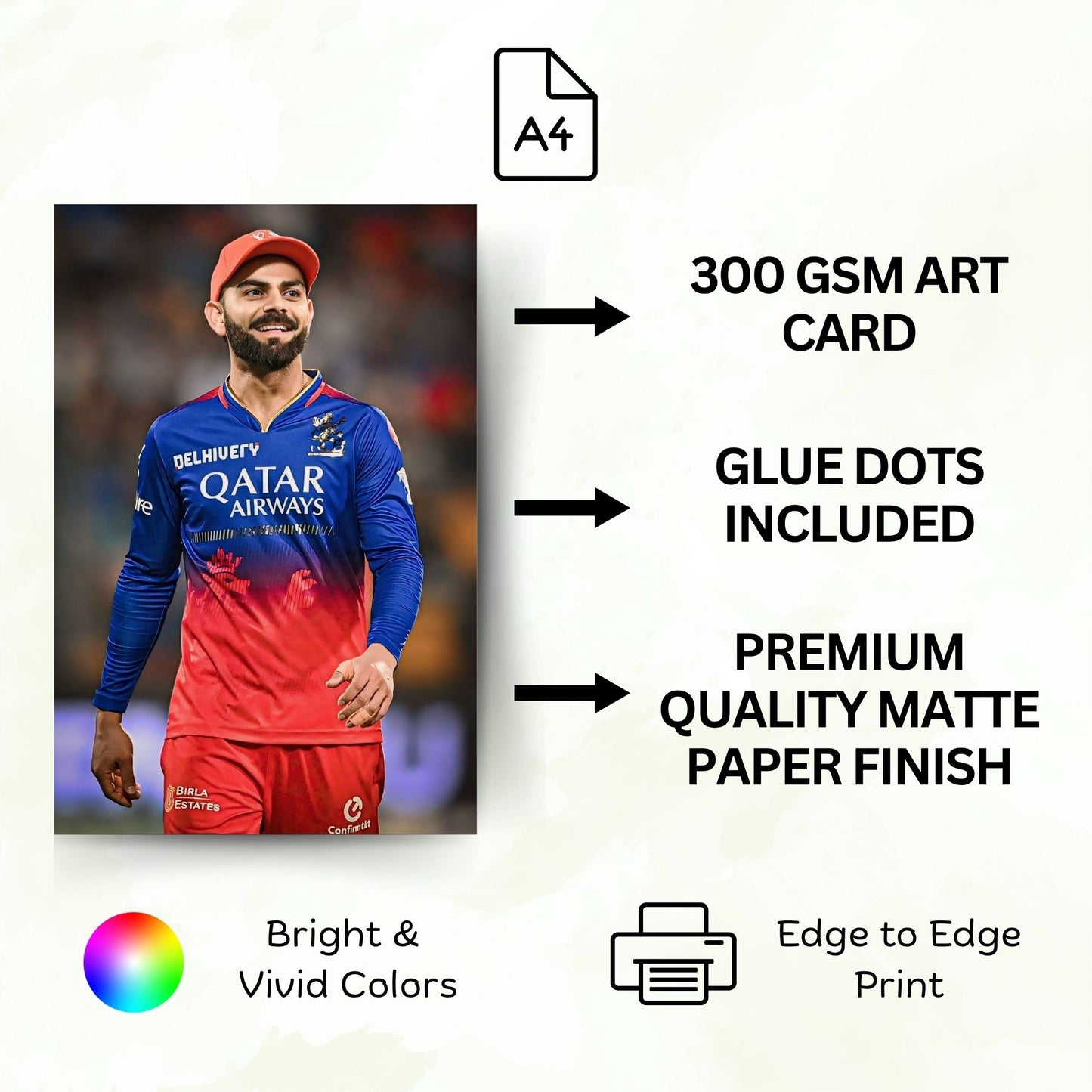 Posters Inc Virat Kohli Poster For Room A4 Size Pack Of 6 Posters Printed On 300 Gsm Matte Paper With Glue Dots Included Wall Decoration Poster Cricket Posters Room Virat Kohli Wall Poster Set Of 6