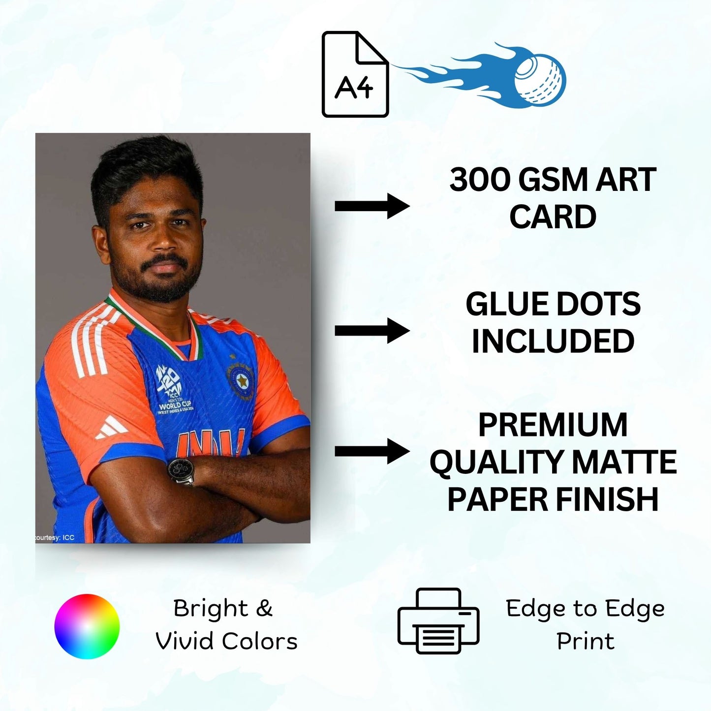 Posters Inc Sanju Samson Cricket Posters For Room A4 Size Pack Of 6 Posters Printed On 300 Gsm Matte Paper With Glue Dots Included Sports Wall Decoration Featuring Samson IPL Visuals