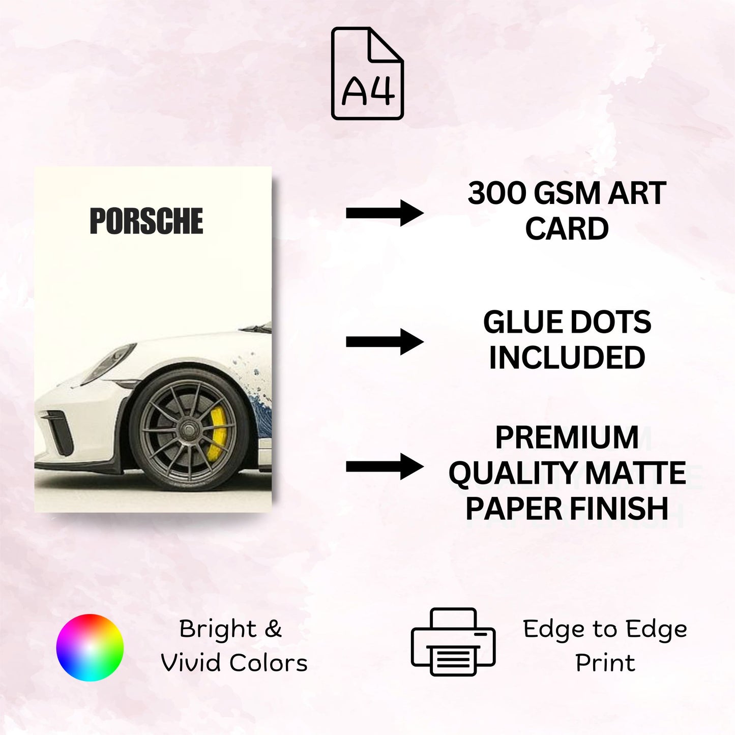 Posters Inc A4 Split Car Posters Set Of 4 On 300 Gsm Matte Paper With Glue Dots Included For Room Decor Porsche 911 Wall Poster Set For Bedroom Office Study Space