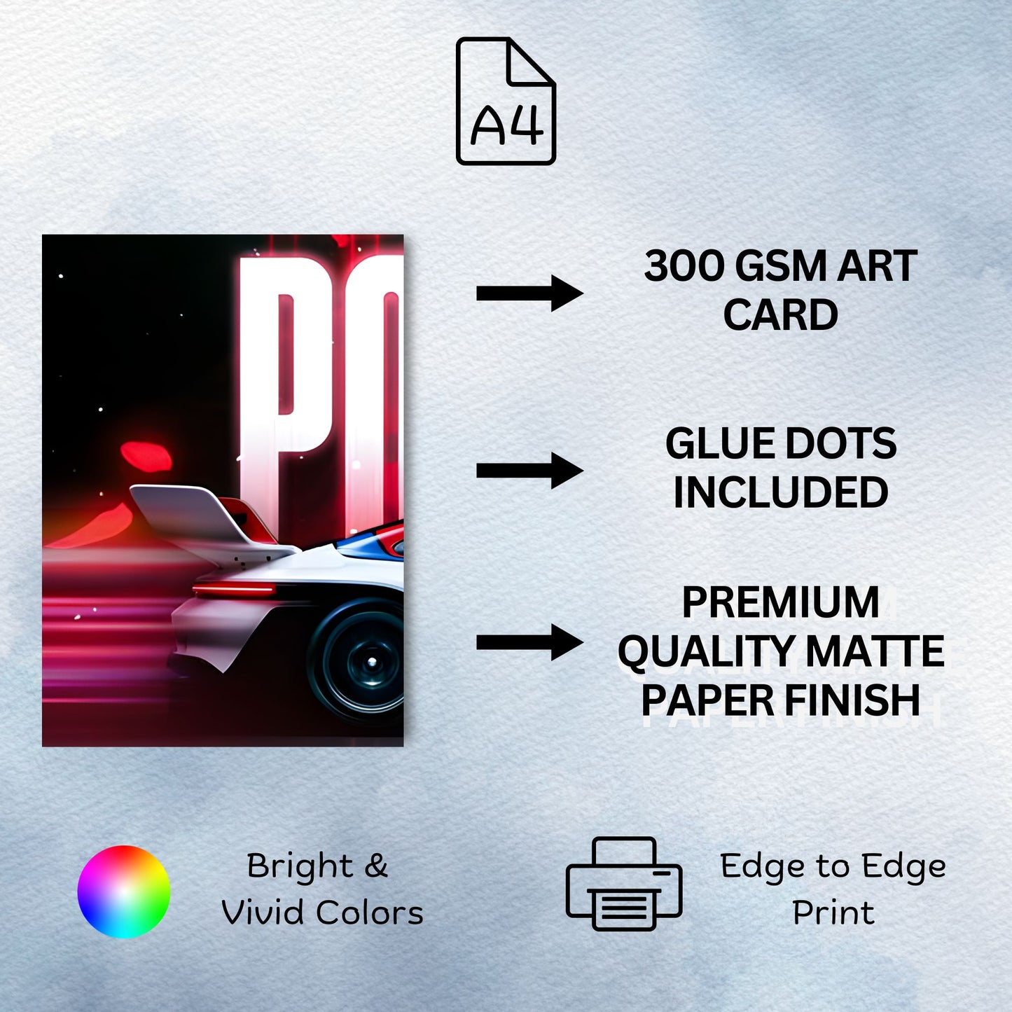 Posters Inc A4 Car Posters Pack Of 4 300 GSM Matte Paper Wall Poster Set With Glue Dots Included Car Mclaren Design For Room Decor Workspace And Study Area