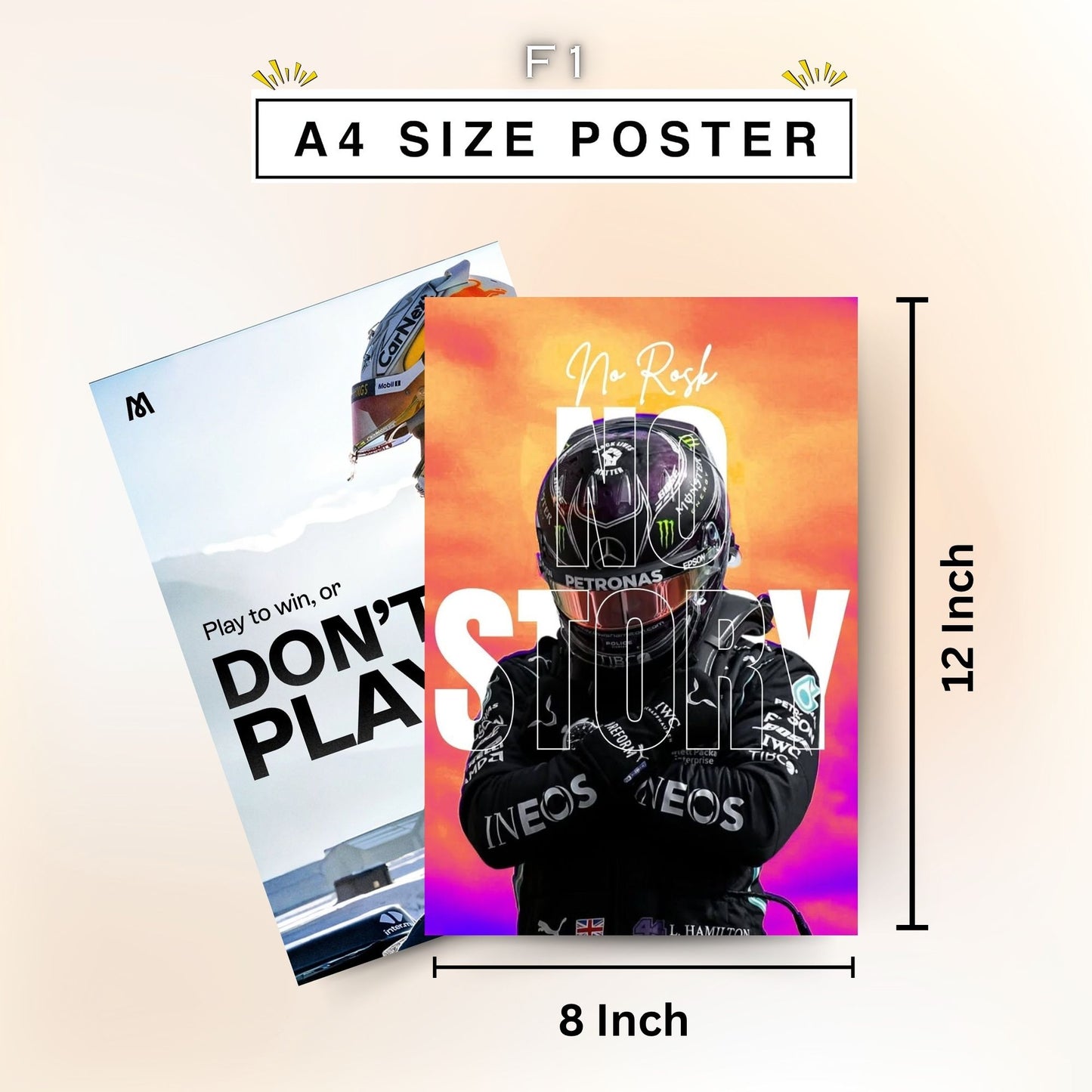 Posters Inc F1 Formula One Racing Wall Art Posters Pack Of 6 A4 Size Printed On Thick 300 GSM Matte Paper With Glue Dots For Easy Installation