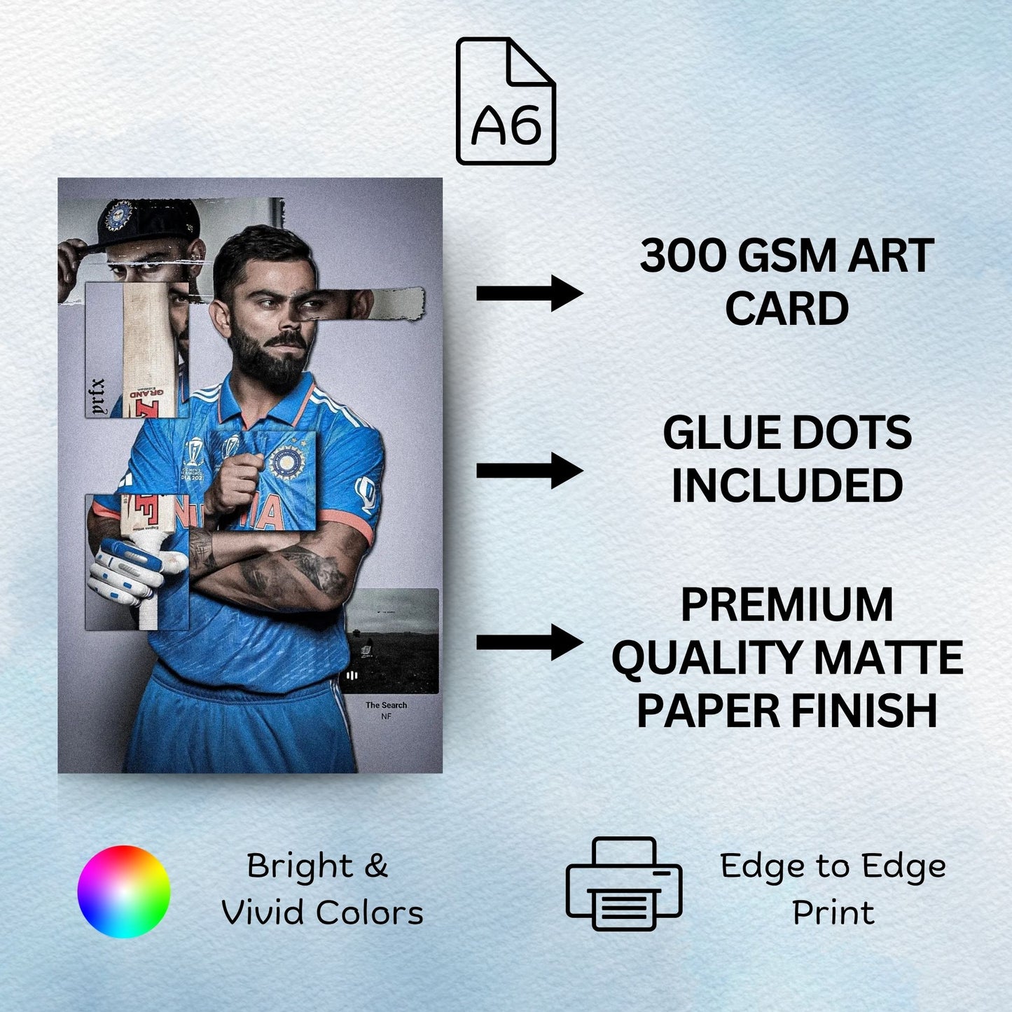 Posters Inc Virat Kohli A6 Size Wall Posters Pack Of 54 With Glue Dots Included 300 Gsm Matte Paper Premium Print For Room Decor Cricket Theme Wall Decoration Posters For Home Office Study