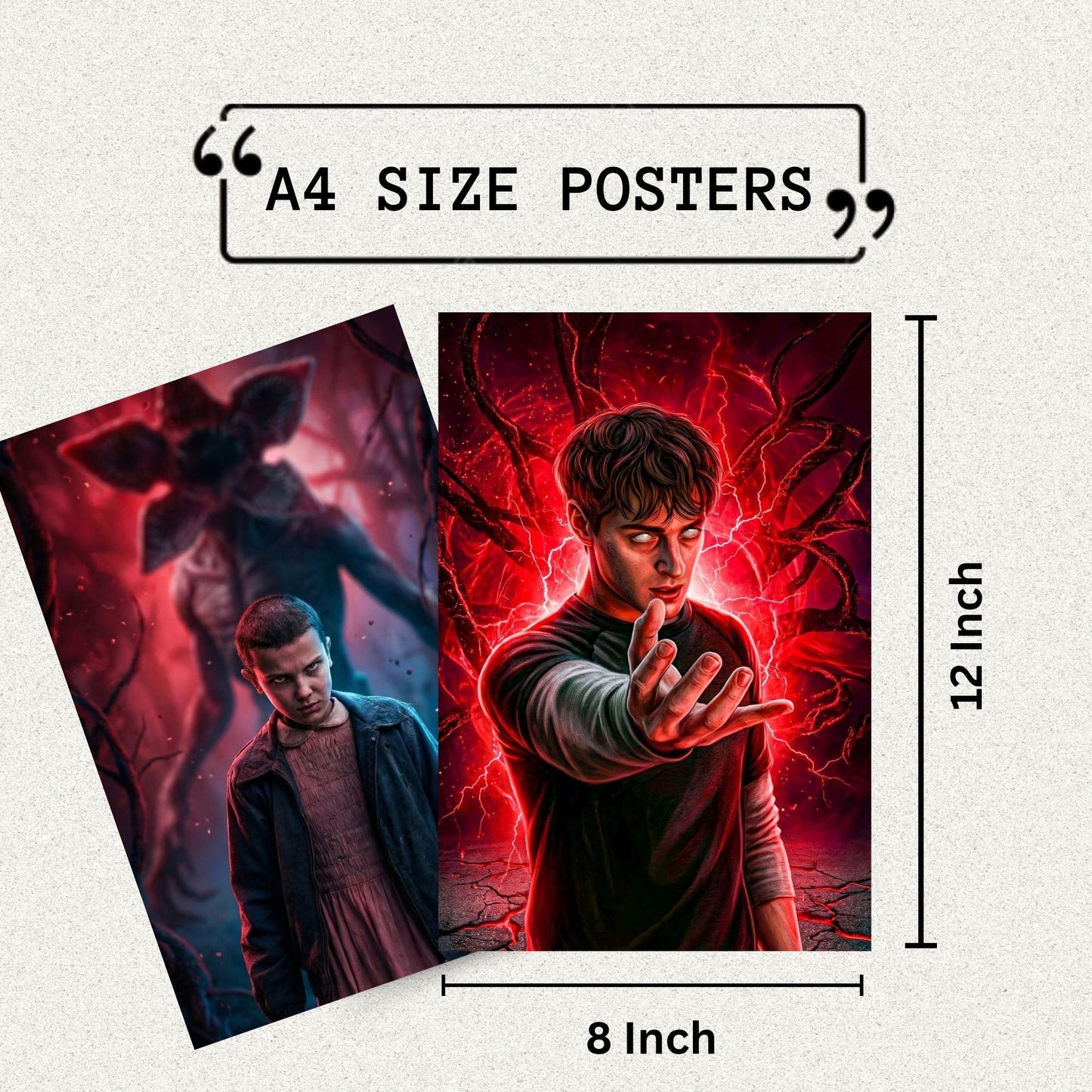 Aonami Stranger Things Poster Set A4 Pack of 6 Posters 300 GSM Matte Paper Glue Dots Included Stranger Things Wall Art Collection For Bedroom Study Room Hostel Decor Netflix Series Character Graphic Print