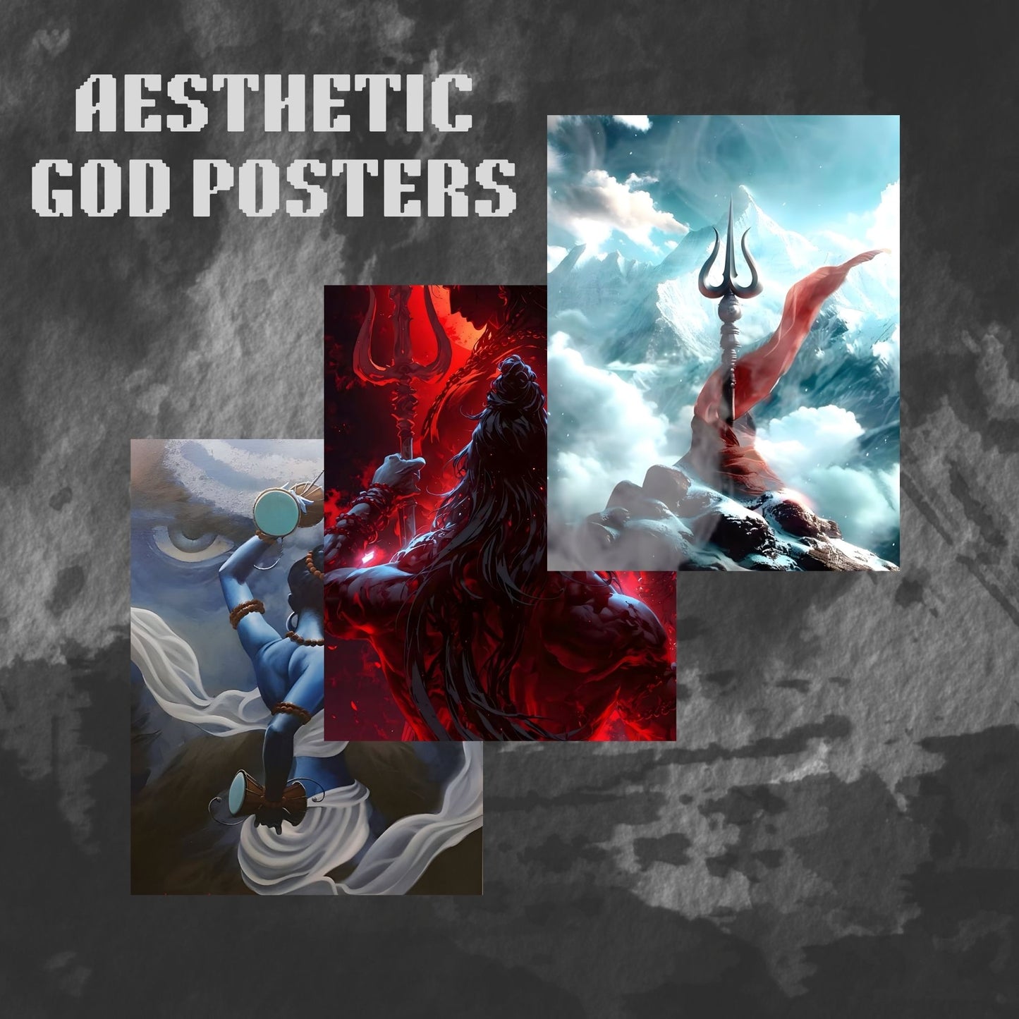 Spiritual Wall Poster Set Pack of 6, A4 Size, Aesthetic Stickers Set, Devotional Items for Home, Pooja Room, Bedroom, Meditation and Living Room Decor Art Prints 300 GSM with Glue Dots