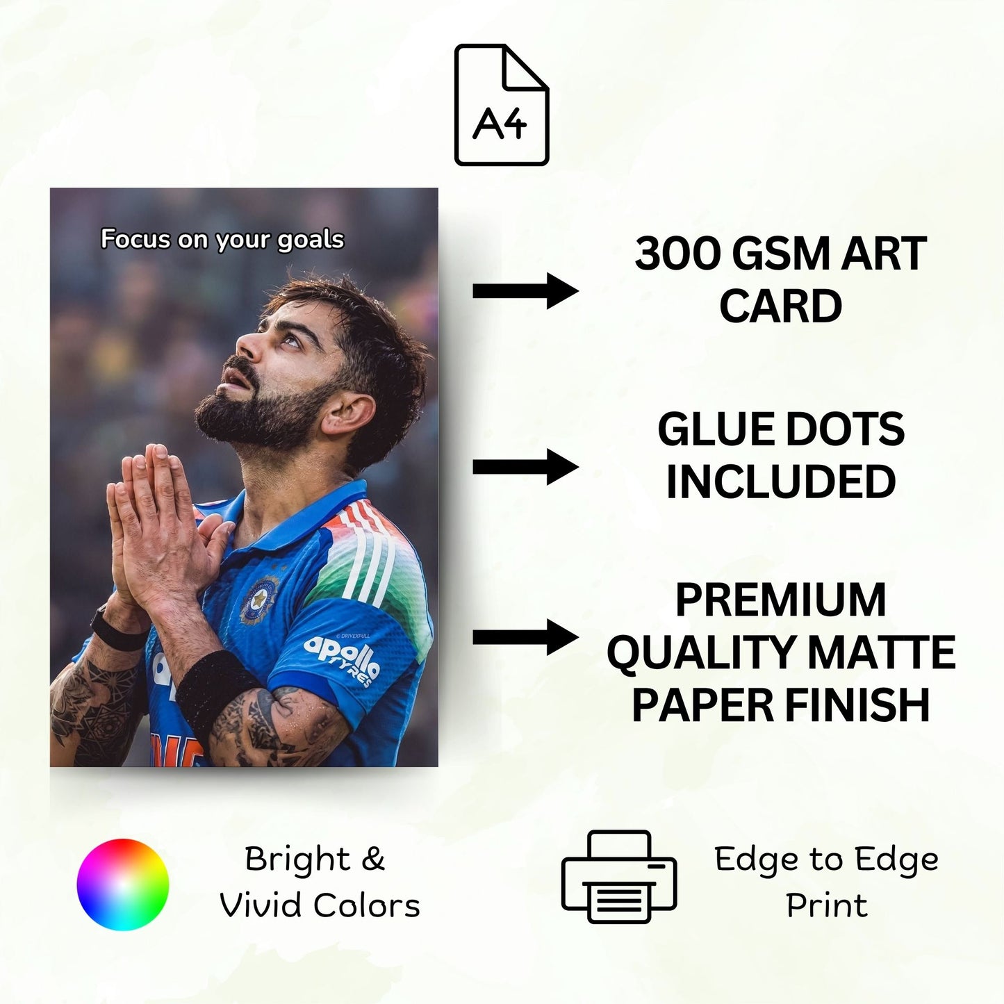 Posters Inc Cricket Posters Room Virat Kohli A4 Size Pack Of 6 Printed On 300 Gsm Matte Paper With Glue Dots Included Virat Kohli Poster For Room Wall Decoration For Bedroom