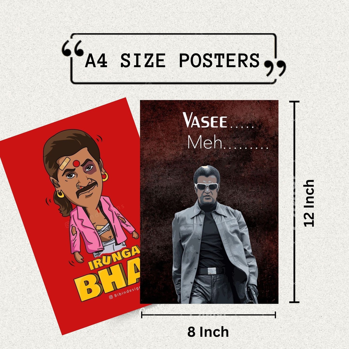 Aonami A4 Tamil Cinema Troll Meme Prints Pack of 6 Posters Glue Dots Included 300 GSM Matte Paper Kollywood Humor Dialogue Wall Decor Tamil Mass Punch Meme Posters for Room Study Area Office Decoration