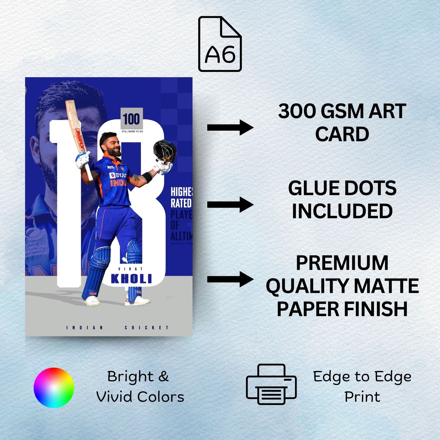 Posters Inc Virat Kohli Poster For Room A6 Size Pack Of 54 Posters Printed On 300 Gsm Matte Paper With Glue Dots Included Wall Decoration Poster Cricket Posters Room Virat Kohli Decor Wall Posters