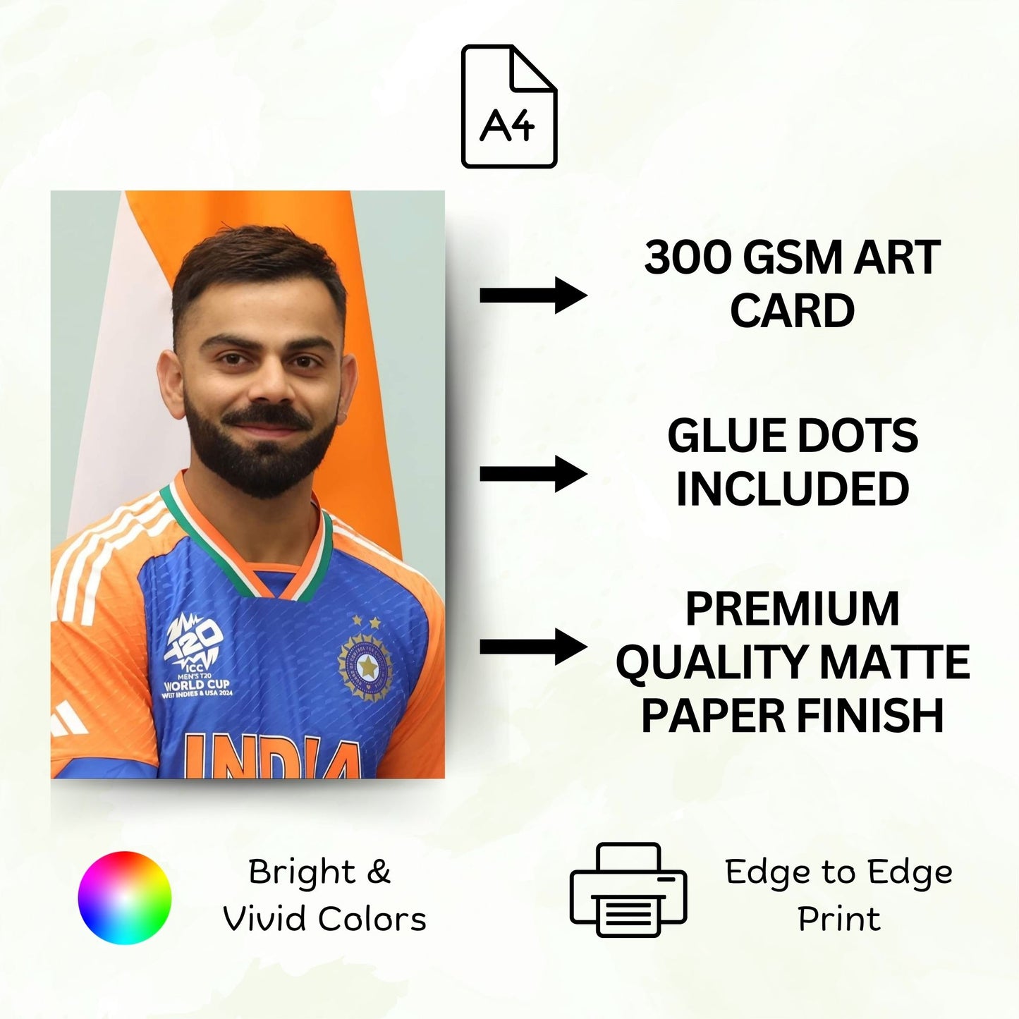 Posters Inc Virat Kohli Wall Poster Set Of 6 A4 Size Posters Printed On 300 Gsm Matte Paper With Glue Dots Included Posters For Room Cricket Theme Wall Decoration For Bedroom Study Room