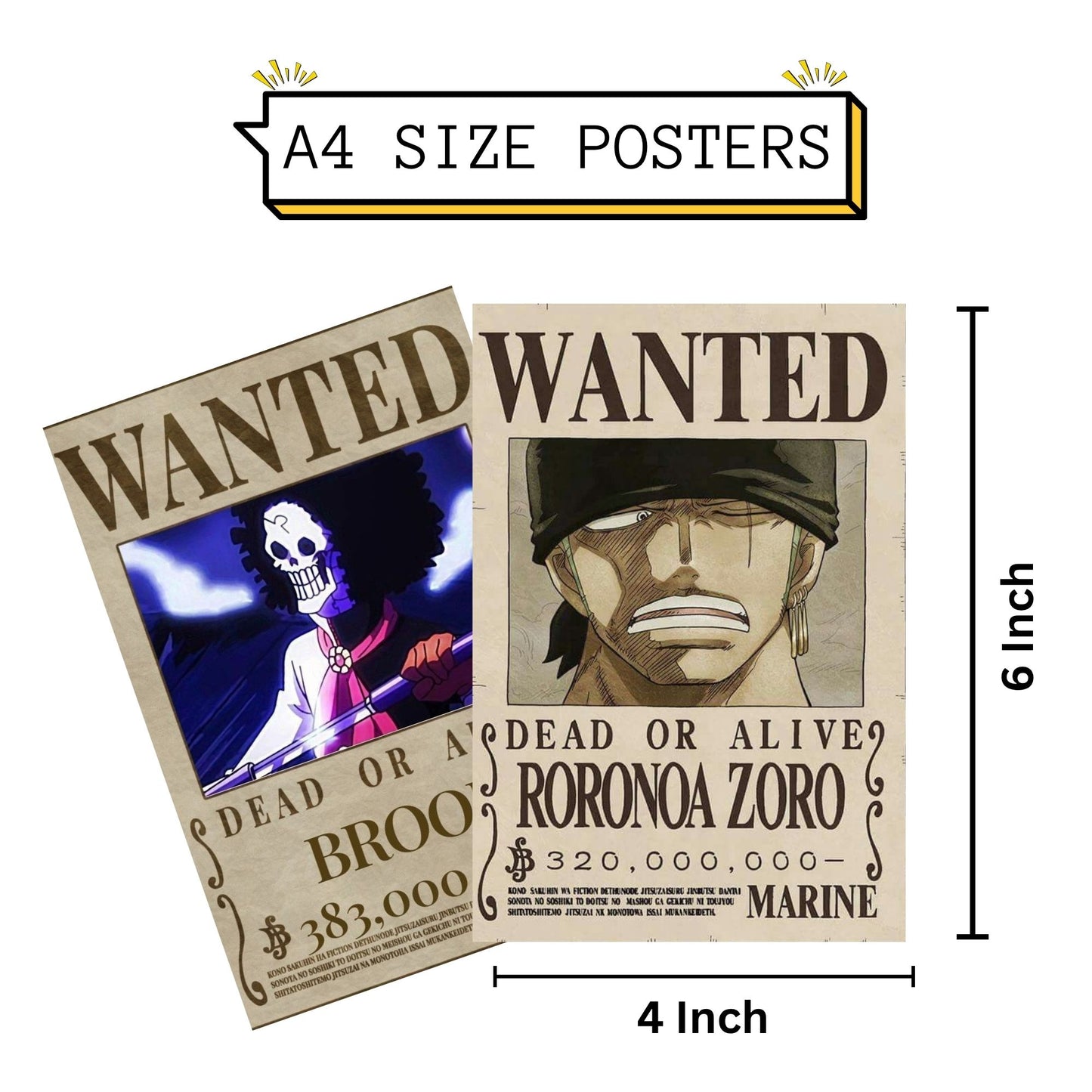 Posters Inc Set of 12 One Piece Wanted Posters for Wall, Home Decoration Items, Aesthetic Wall Stickers for Bedroom, Birthday Gift for Men, 300 GSM A4 Size Paper, Glue Dots Included