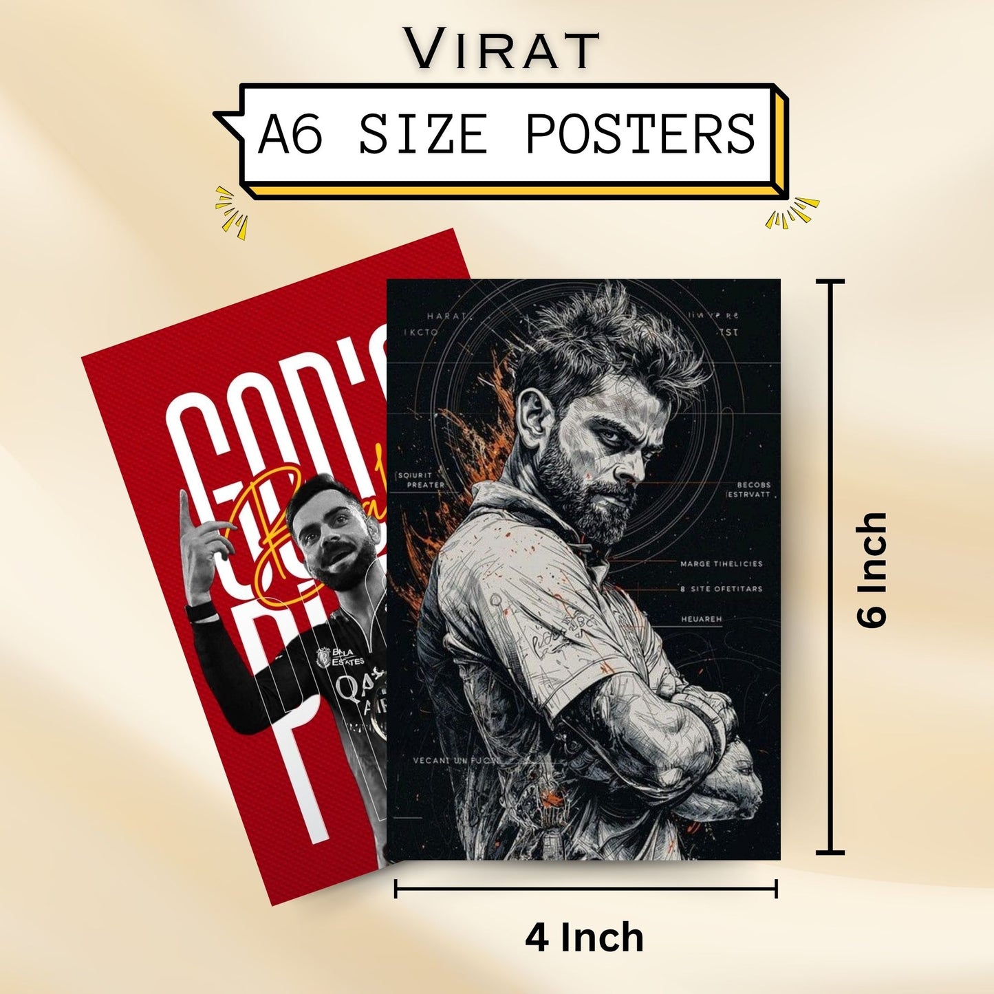 Posters Inc Virat Kohli Poster For Room A6 Size 300 Gsm Matte Paper Virat Kohli Wall Poster Set Of 54 Wall Decoration Poster For Wall Decor Cricket Posters Room Glue Dots Included