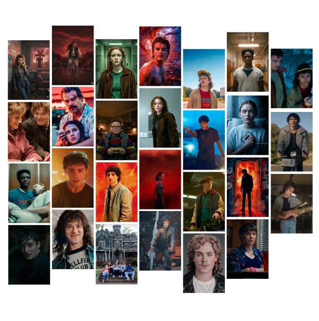 Posters Inc A6 Size Pack Of 27 Stranger Things Visual Prints Featuring Cinematic Horror Fantasy Geek Room Decor Netflix Collection Includes Glue Dots