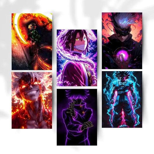 Perfect Anime Posters Wall Art Decor - A4 Size, Pack of 6, 300 GSM. Ideal for Aesthetic Room Decor, Gaming Room, Anime Accessories, Wall Stickers for Home, Bedroom & Wall Decorations