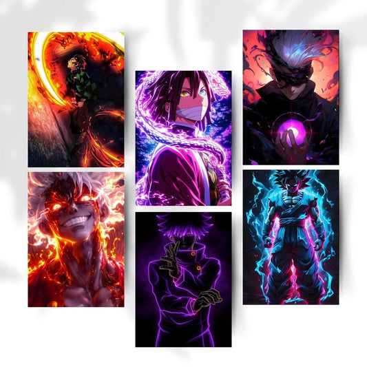 Posters Inc Anime Posters for Wall Decoration | A4 Size, Pack of 6, 300 GSM Thick Paper | Aesthetic Room Decor, Bedroom, Living Room, Gaming Room, Study Wall Art & Anime Accessories for Home