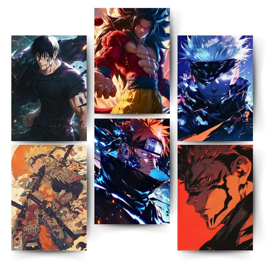 Perfect Anime Posters Wall Art Decor - A4 Size, Pack of 6, 300 GSM. Ideal for Aesthetic Room Decor, Gaming Room, Anime Accessories, Wall Stickers for Home, Bedroom & Wall Decorations