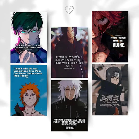 Anime Motivational Poster A4 Pack of 6 Perfect Wall Decoration in Offices, Bedrooms, Hostels, Study & Living room, Featuring Quotes, 300 GSM, Aesthetic Designs, and Positive Vibes