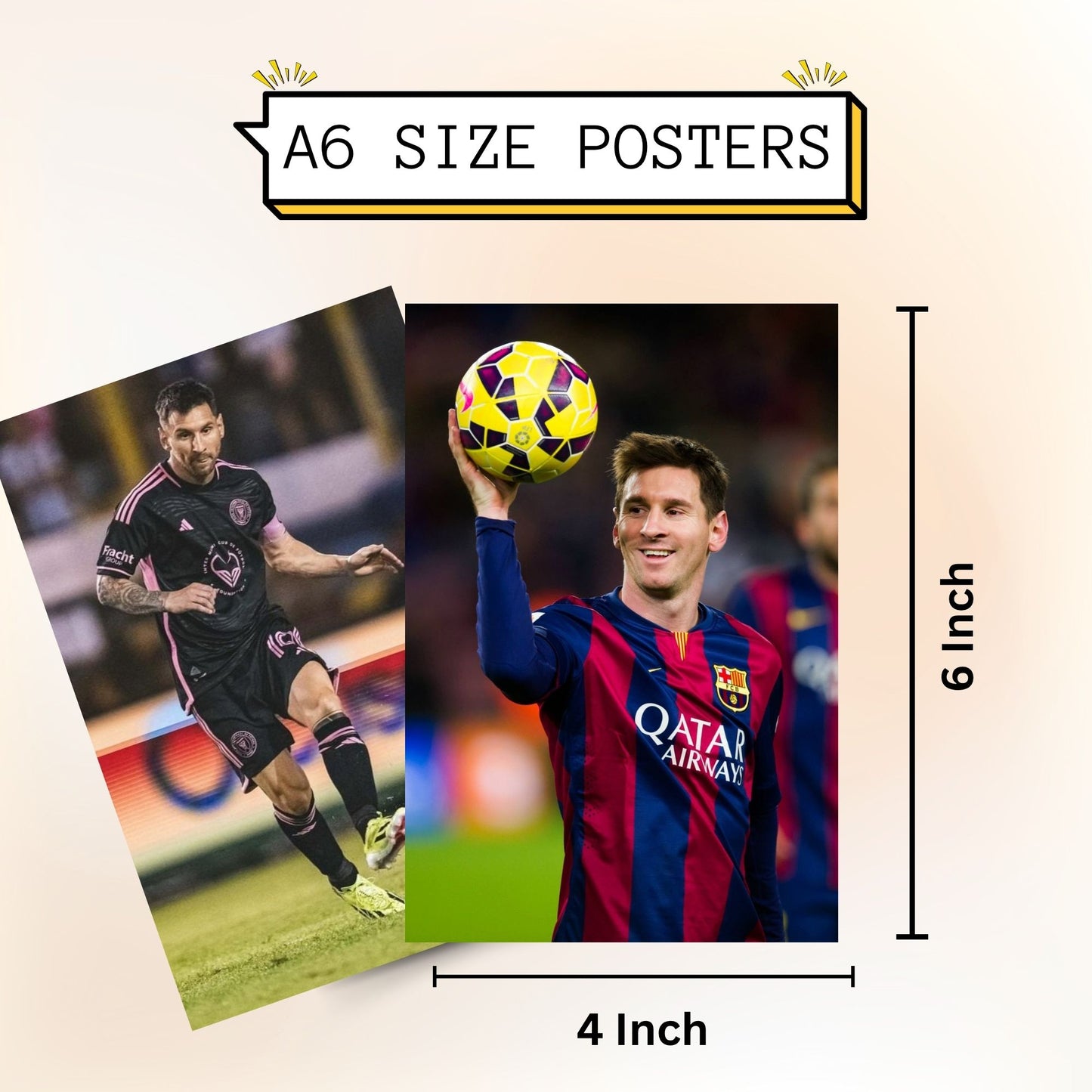 Posters Inc Messi Legend Argentina World Cup Champion Barcelona Inter Miami Football Star A6 Size Pack Of 54 Premium Photo Prints Bedroom Sports Fans Collection With Glue Dots Included