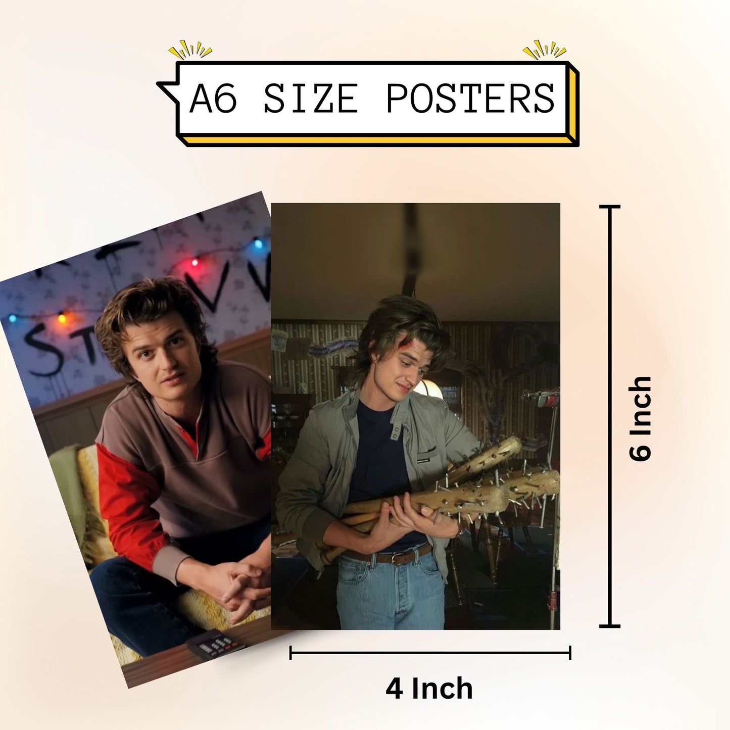 Aonami Stranger Things Wall Art A6 Size Pack of 54 Posters 300 GSM Matte Paper High Definition Character Prints Stranger Things Room Decor Set for Bedroom Study Workspace Hostel Setup Glue Dots Included