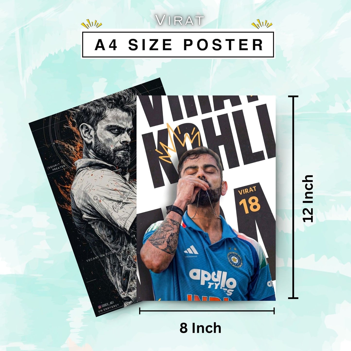 Posters Inc Virat Kohli Poster For Room A4 Size Pack Of 6 Posters Printed On 300 Gsm Matte Paper With Glue Dots Included Virat Kohli Wall Poster Set Of 6 Cricket Posters Room Decoration