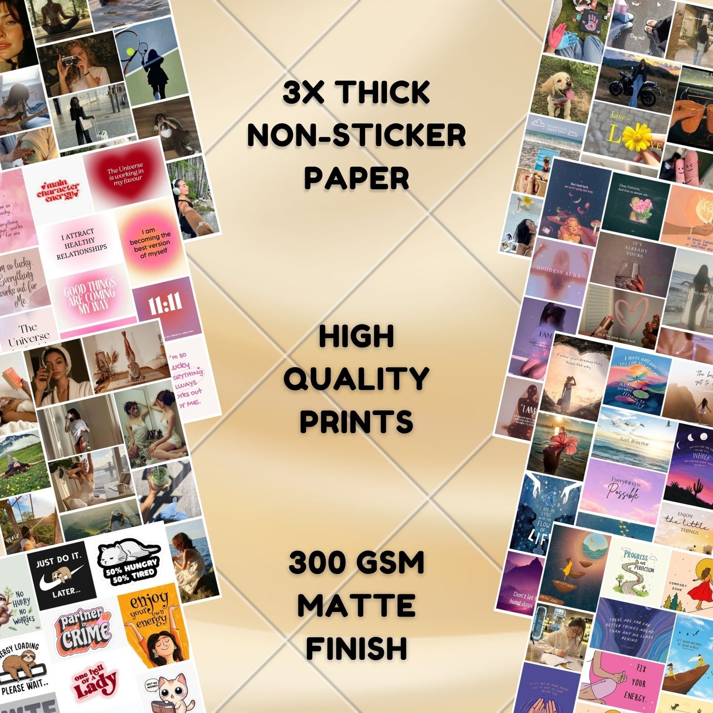 Posters Inc 2026 Vision Board for Manifestation Wall Posters 205 Elements Pack of 12 A4 Size 300 GSM Matte Paper for Wall, Bedroom, Hostel Motivational Life Goals Quotes Daily Affirmations Collection For Girls With Glue Dots Adhesive