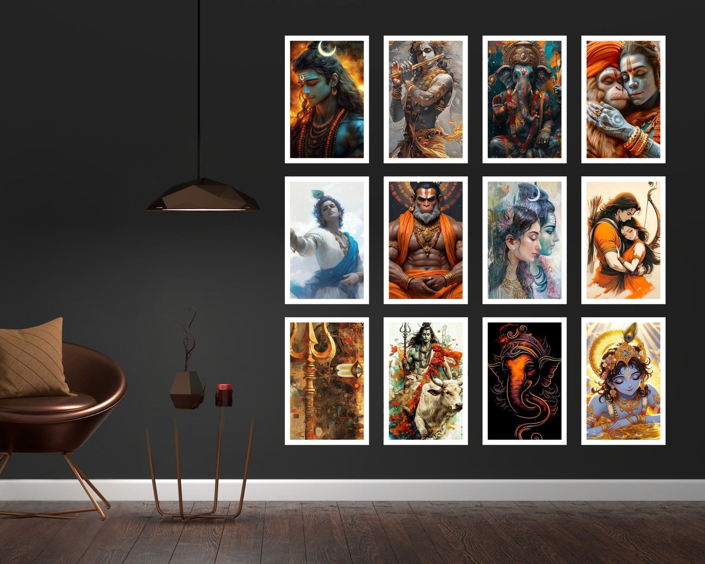 Posters Inc Set of 12 Powerful God Wallart Poster, God Wall Sticker for Home decor, HD Quality Print on 300 GSM A4 Size 8 * 12 Inch, Glue Dots Included, God Posters for Wall
