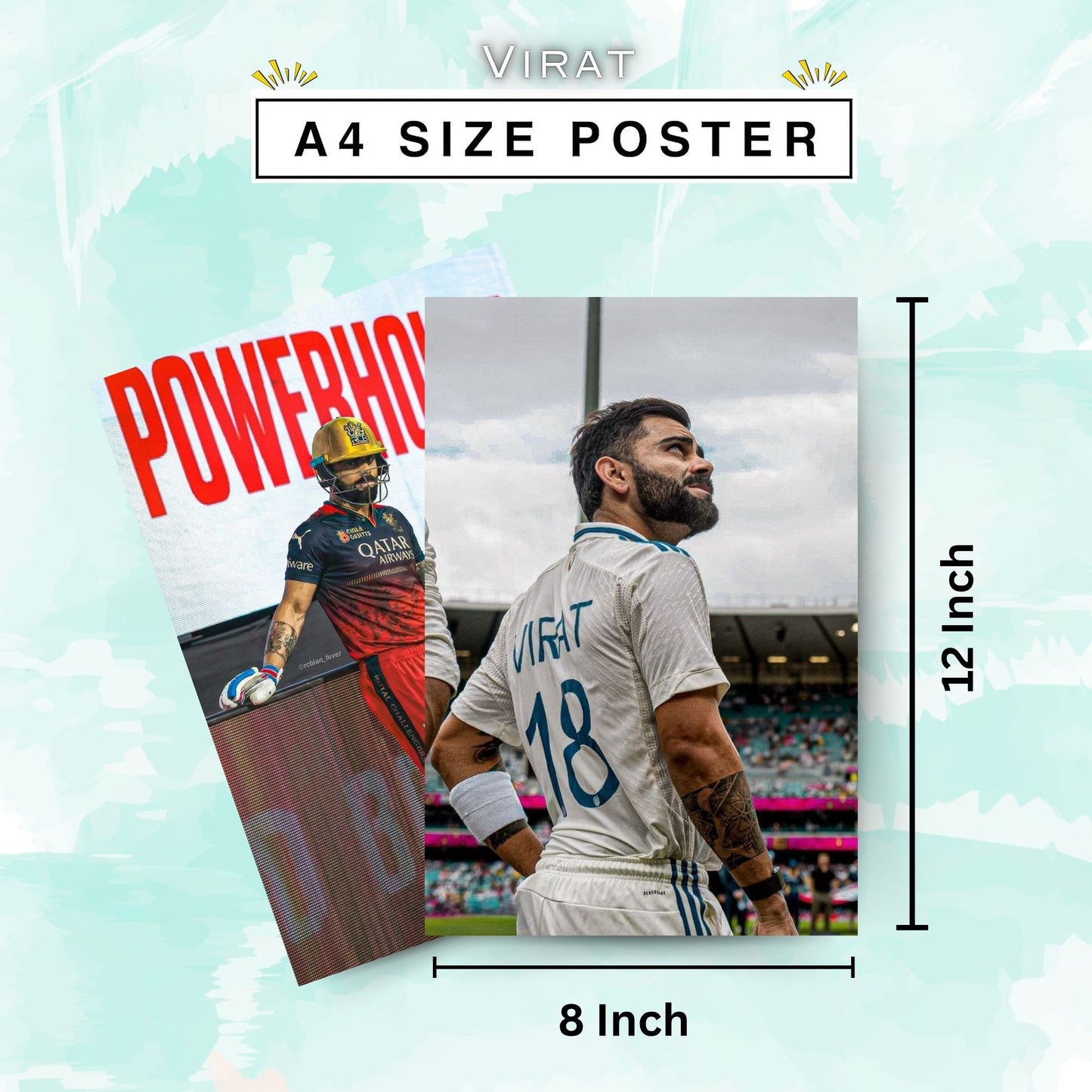 Posters Inc Virat Kohli Wall Poster Set Of 6 A4 Size Posters Printed On 300 Gsm Matte Paper With Glue Dots Included Posters For Room Cricket Theme Wall Decoration For Bedroom Study Room