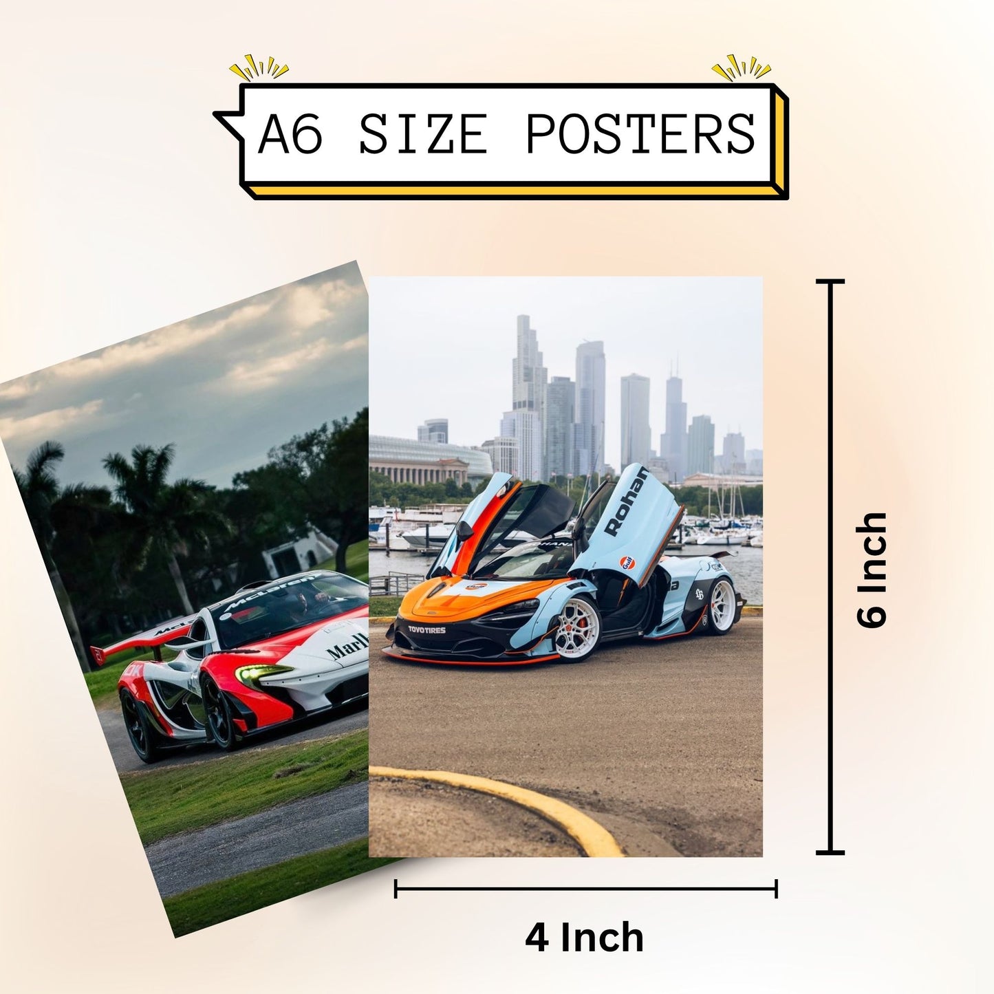 Posters Inc High Speed Racing Automobile Poster Kit A6 Compact Pack Containing 54 Unique Vehicle Graphics For Urban Garage Interior Styling Boys Decor Present Idea Glue Dots Provided