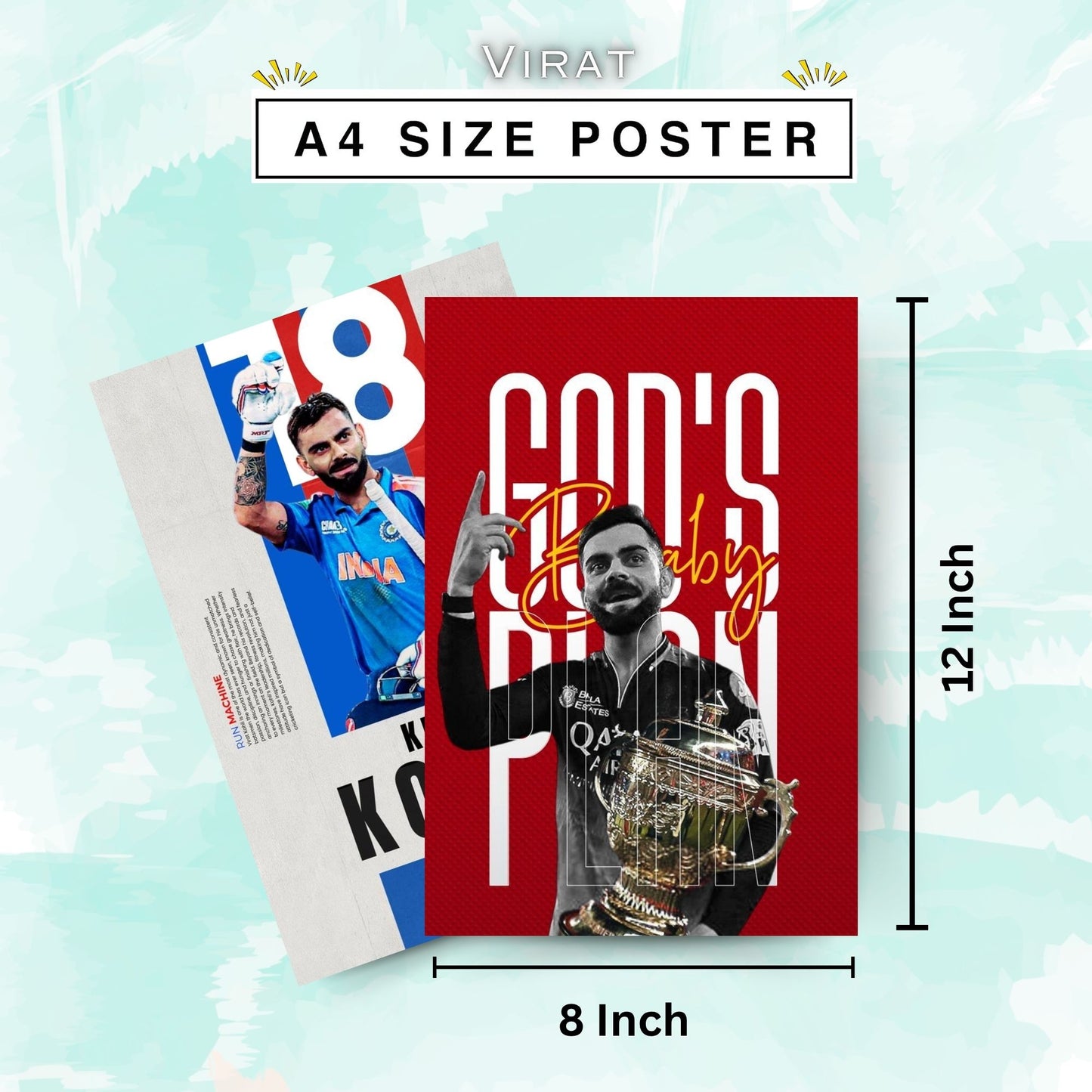 Posters Inc Posters For Room Virat Kohli A4 Size Pack Of 6 Posters Printed On 300 Gsm Matte Paper With Glue Dots Included Cricket Wall Decoration Poster For Study And Office