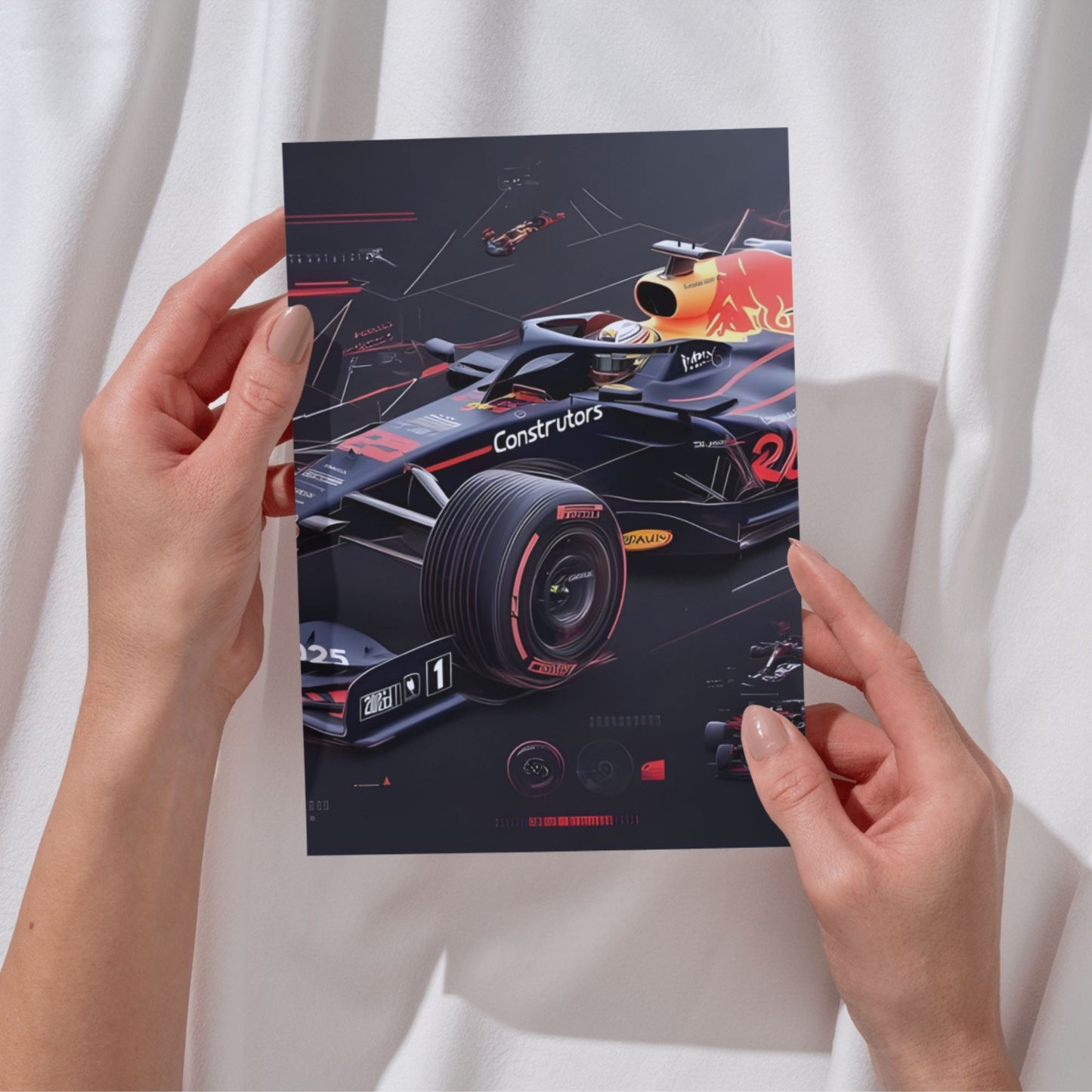 Posters Inc Formula 1 Car Split Wall Poster Set Of 4 A4 Size 300 Gsm Matte Paper Racing Car Blueprint Design For Room Office Decor Premium Print With Glue Dots Included