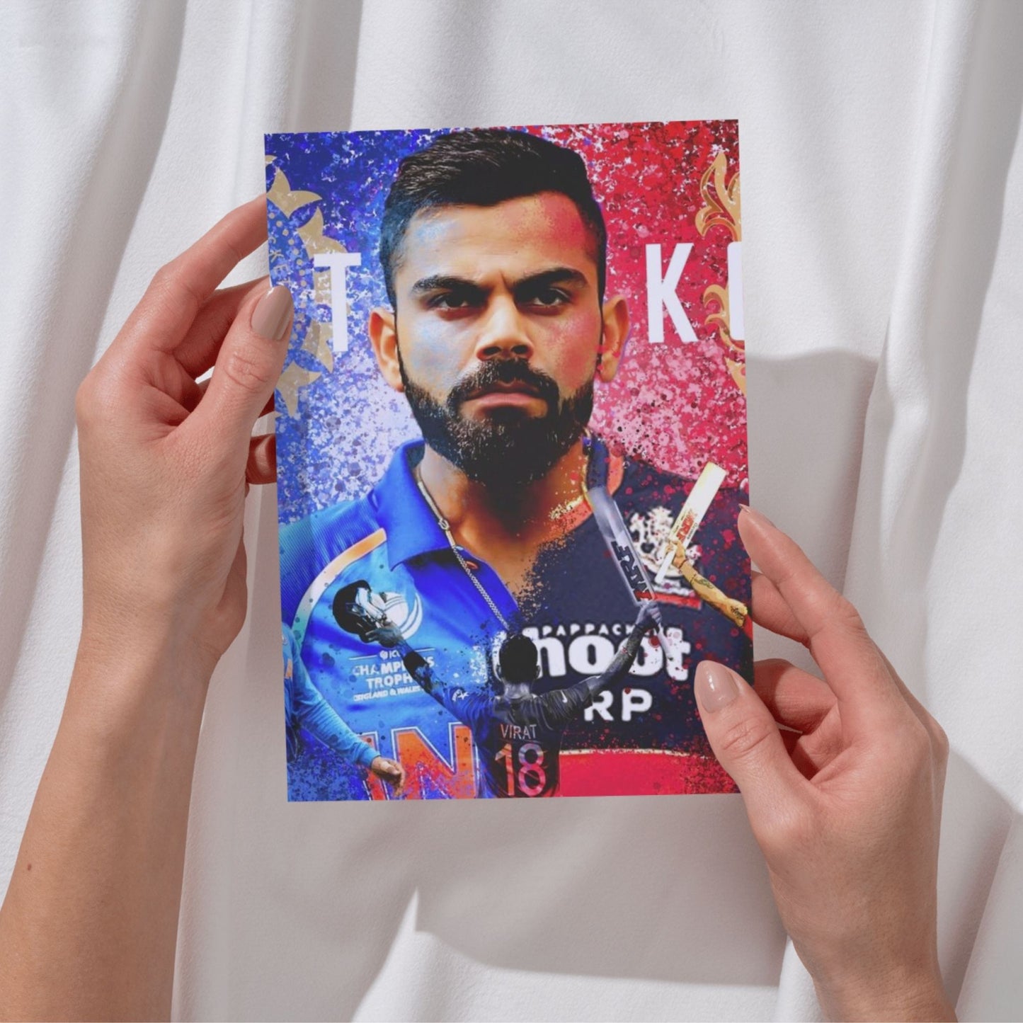 Posters Inc Virat Kohli RCB Split Wall Poster Set Of 4 300 Gsm Matte Paper A4 Size Pack Of 4 Posters Glue Dots Included For Room Decoration Cricket Theme Premium Print For Bedroom Office Decor
