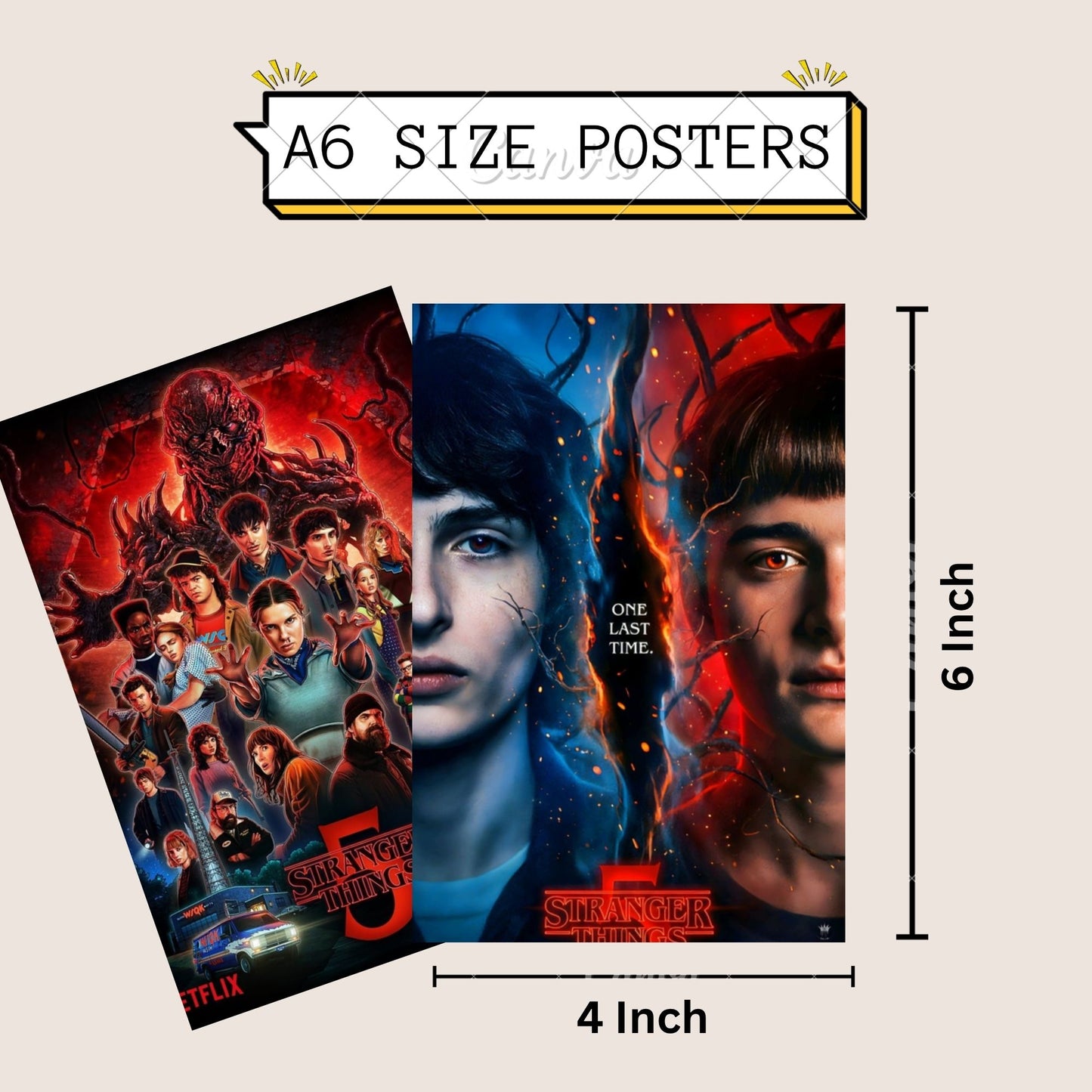 Posters Inc A6 Size Pack Of 27 Stranger Things Wall Art Featuring Hawkins Theme Decor Retro Neon Aesthetic Netflix Series Collectible Includes Glue Dots
