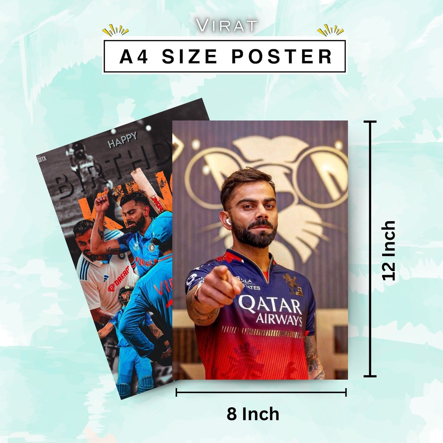 Posters Inc Virat Kohli Poster For Room A4 Size Pack Of 6 Posters Printed On 300 Gsm Matte Paper With Glue Dots Included Wall Decoration Poster Cricket Posters Room Virat Kohli Wall Poster Set Of 6