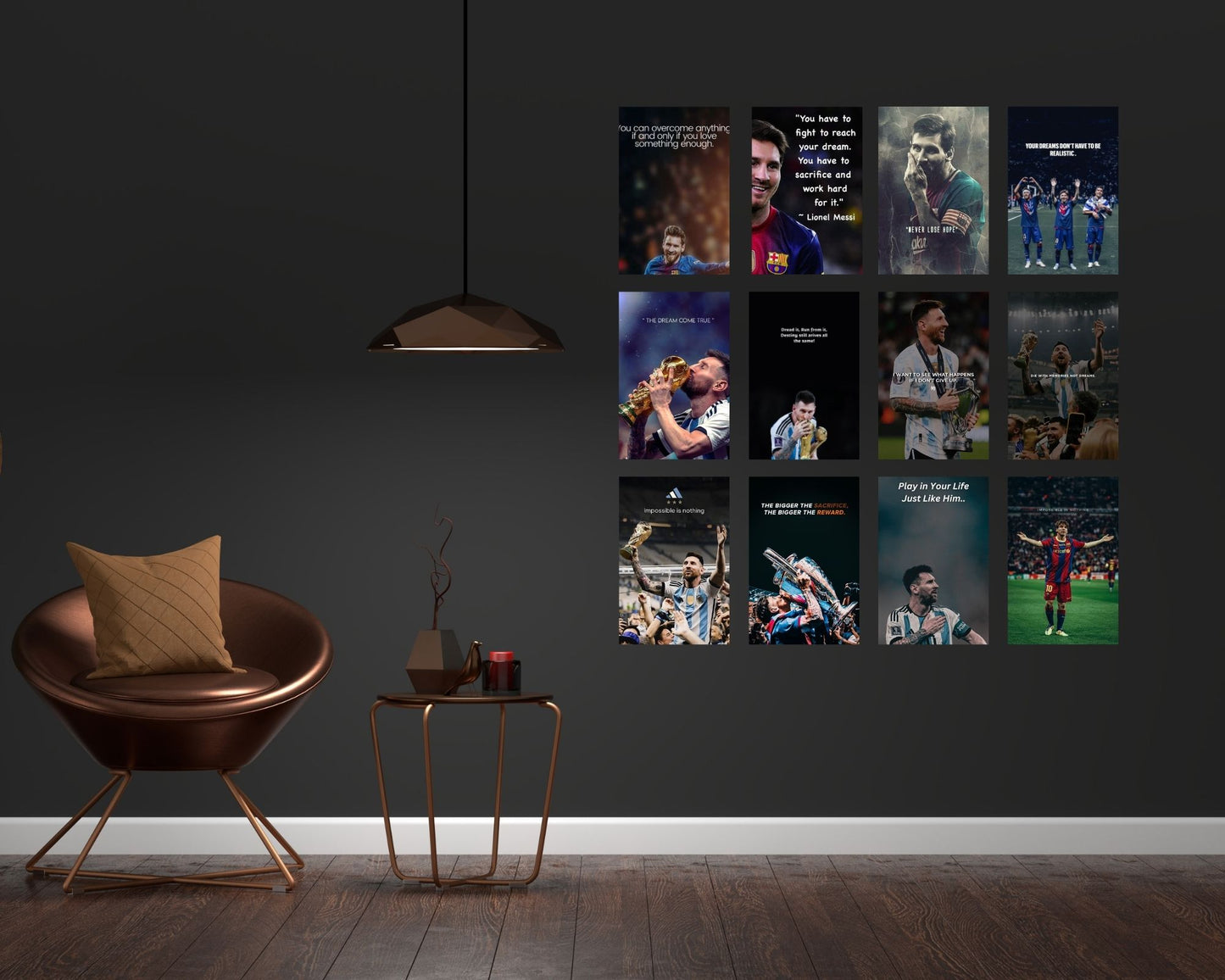 Posters Inc Messi Posters for Room Decor, Aesthetic Posters, Set of 12, 8x12 inch, Motivational Quotes, Matte Paper, 300 GSM, Birthday Gifts for Men/Boy